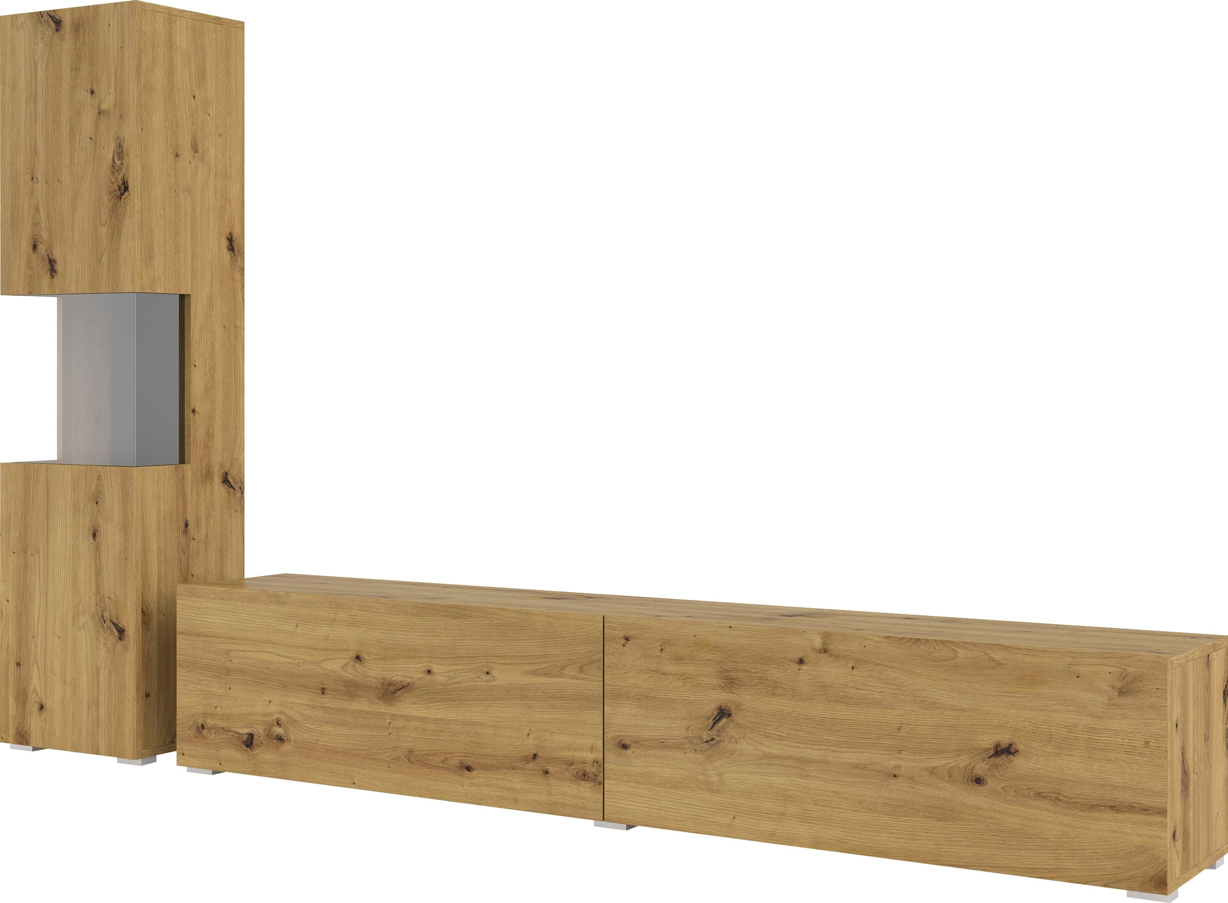 INOSIGN Wohnwand »Ava, Wohnzimmer-Set hängend/stehend montierbar, Vitrine, Lowboard«, 2-tlg.
