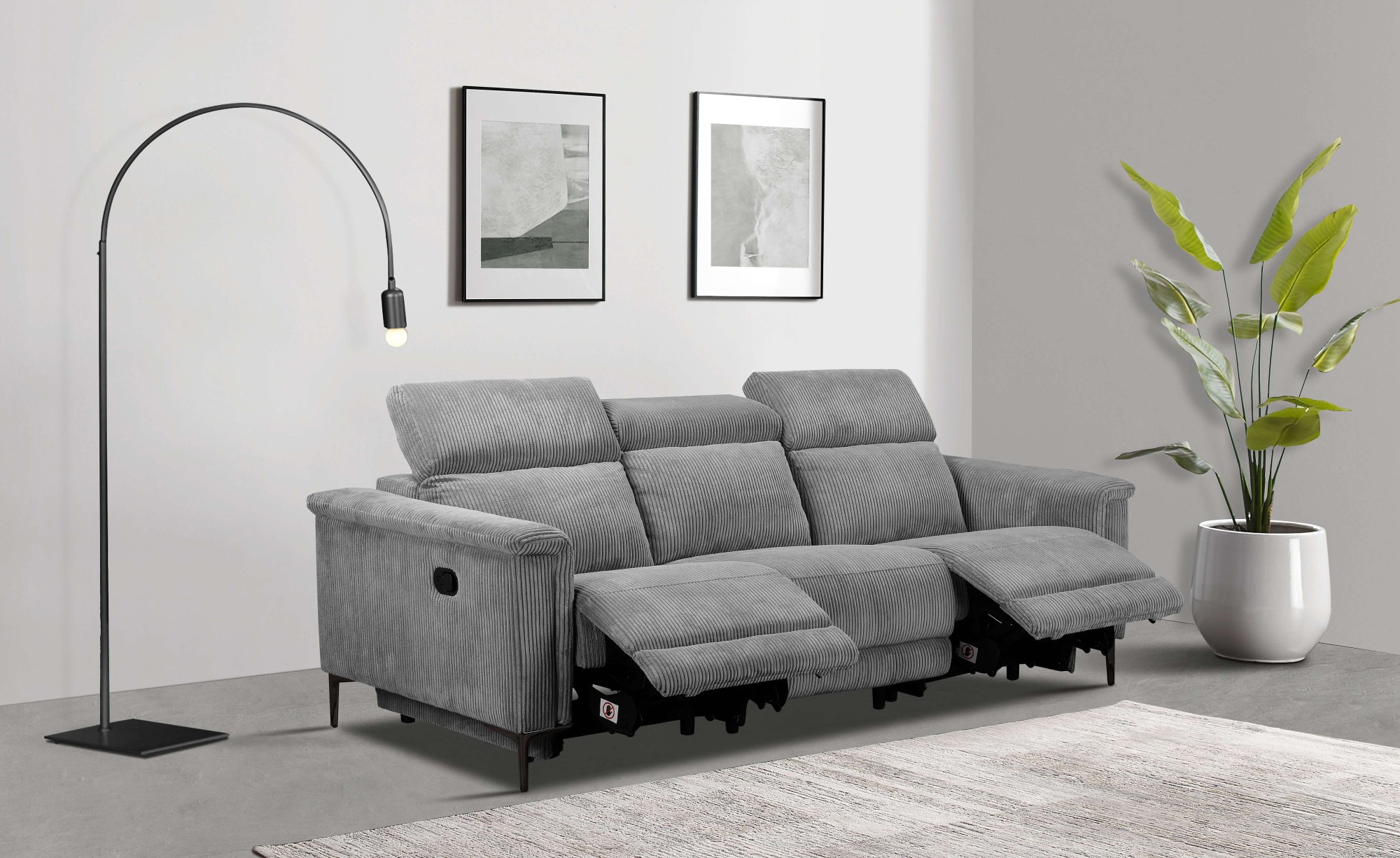 Home affaire 3-Sitzer "Lund Cord, mit manueller o. elektrischer Relaxfunkti günstig online kaufen
