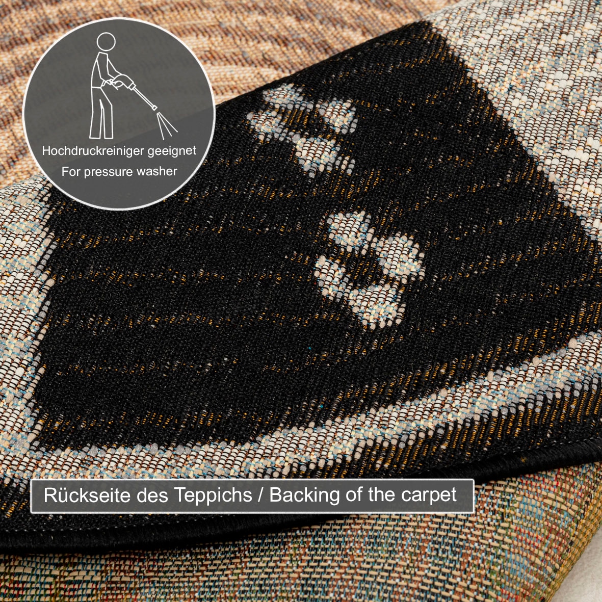 Gino Falcone Teppich »Outdoor-Africa 44«, rund, 5 mm Höhe, Flachgewebe, In- und Outdoor geeignet, Wohnzimmer