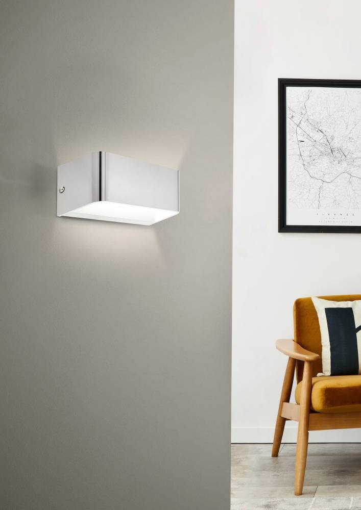 EGLO Wandleuchte »SANIA 4 Wandlampe, Wandstrahler, Flurlampe, nickel-matt, LED, modern«, 1 flammig, Leuchtmittel LED-Board | LED fest integriert, Wohnzimmer, Esszimmer, Flur, minimalistisch, indirektes Licht, 20x8cm