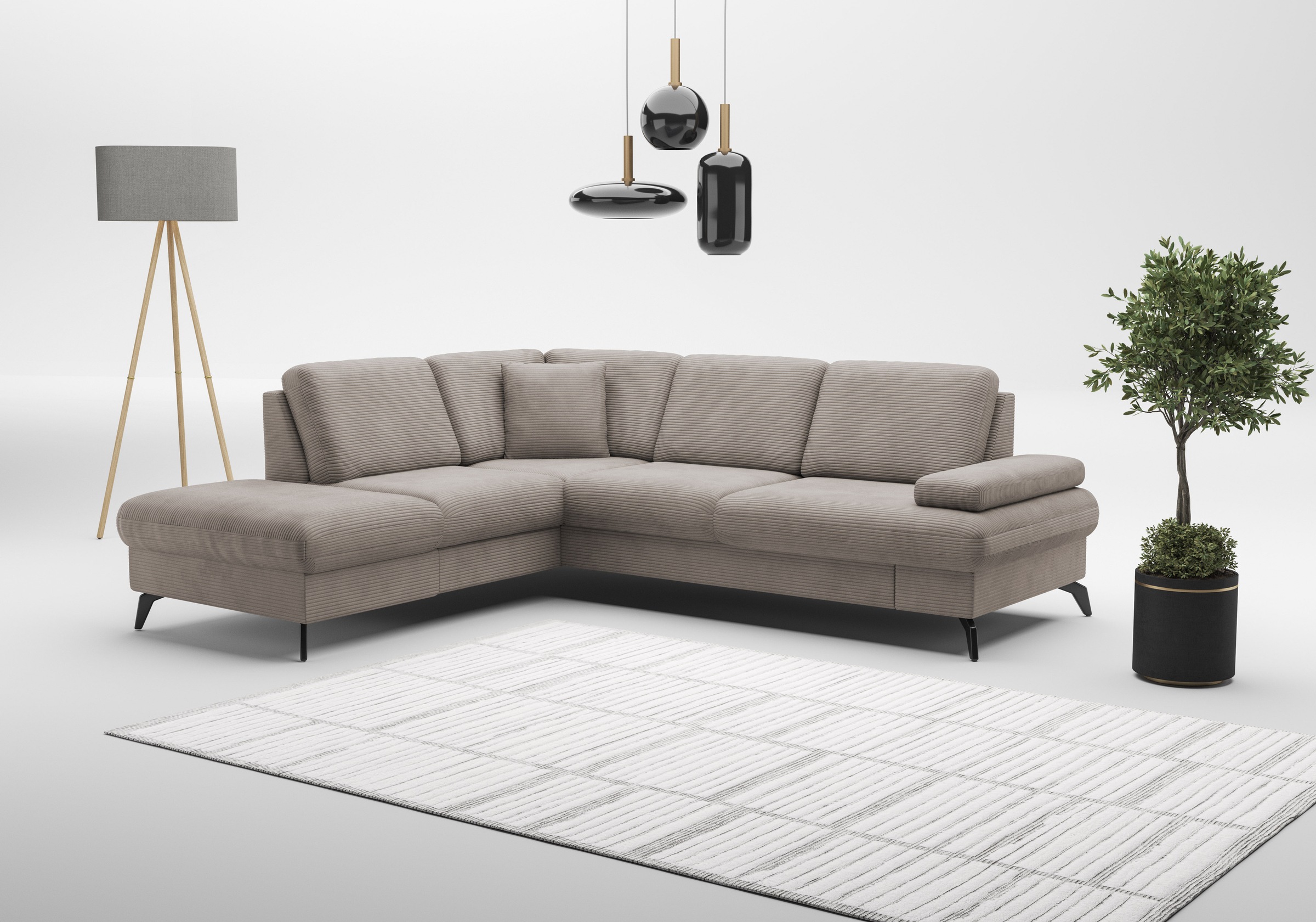sit&more Ecksofa »Morris Jubi L-Form, B: 238 cm«, mit Armteilfunktion & 1 Zierkissen, optional Bettfunktion