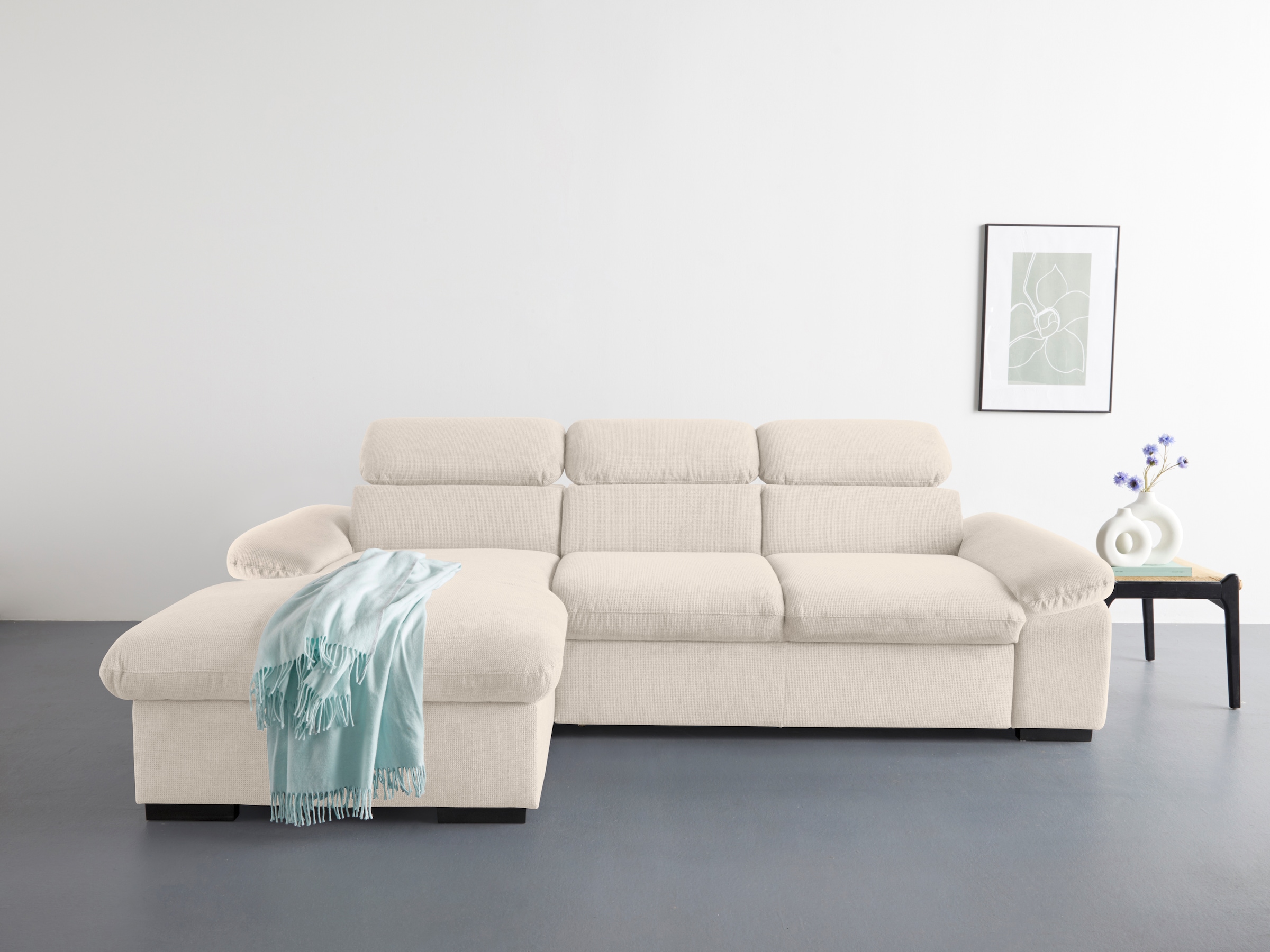 COTTA Ecksofa "Lola L-Form", (Set, mit Hocker), mit Hocker & Kopfteilfunkti günstig online kaufen