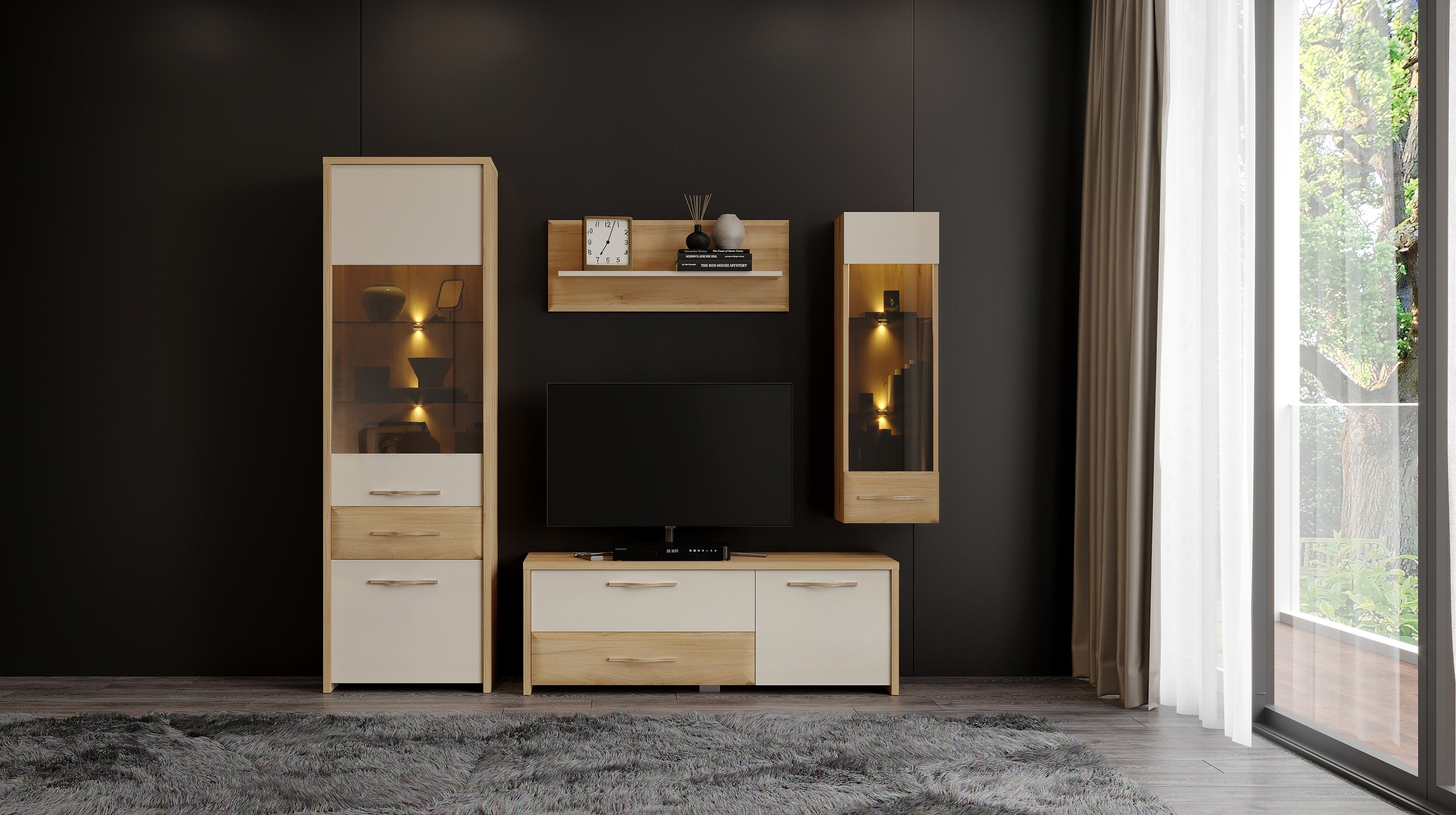 Home affaire Vitrine »Gala« (H/B/T): 194/61/41cm, UV lackiert, kratzfest, h günstig online kaufen