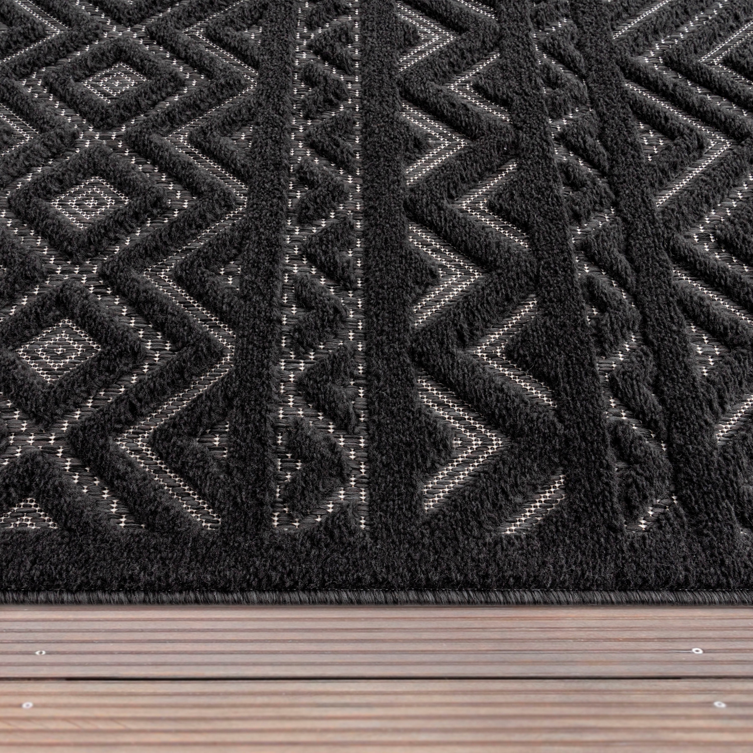 Paco Home Teppich »Livorno 673«, rechteckig, Uni-Farben, Scandi, Rauten  Muster, Hoch-Tief Effekt, Outdoor geeignet bequem und schnell bestellen