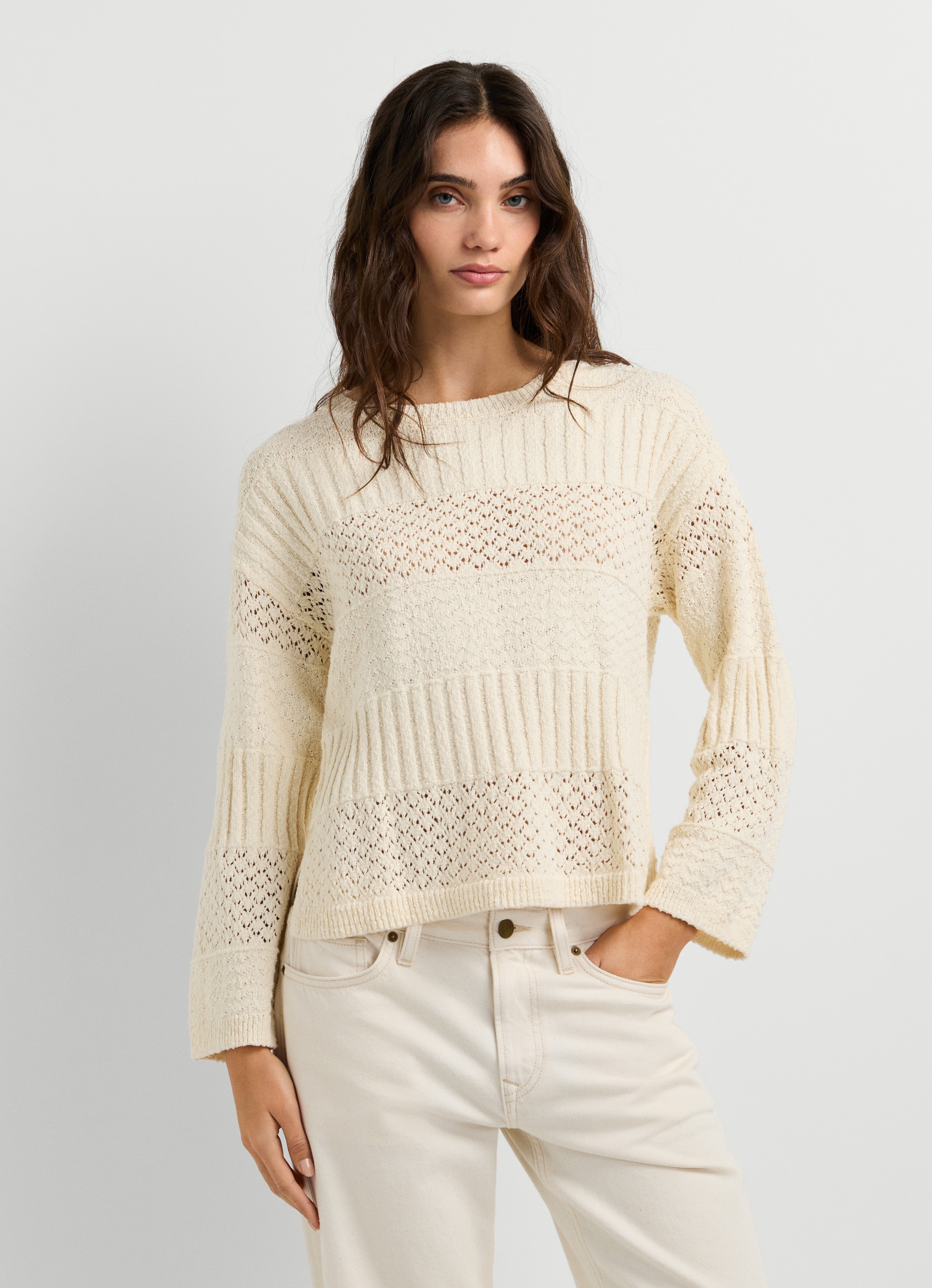 Pepe Jeans Strickpullover »ALAYA« im Strukturmix, reine Baumwolle