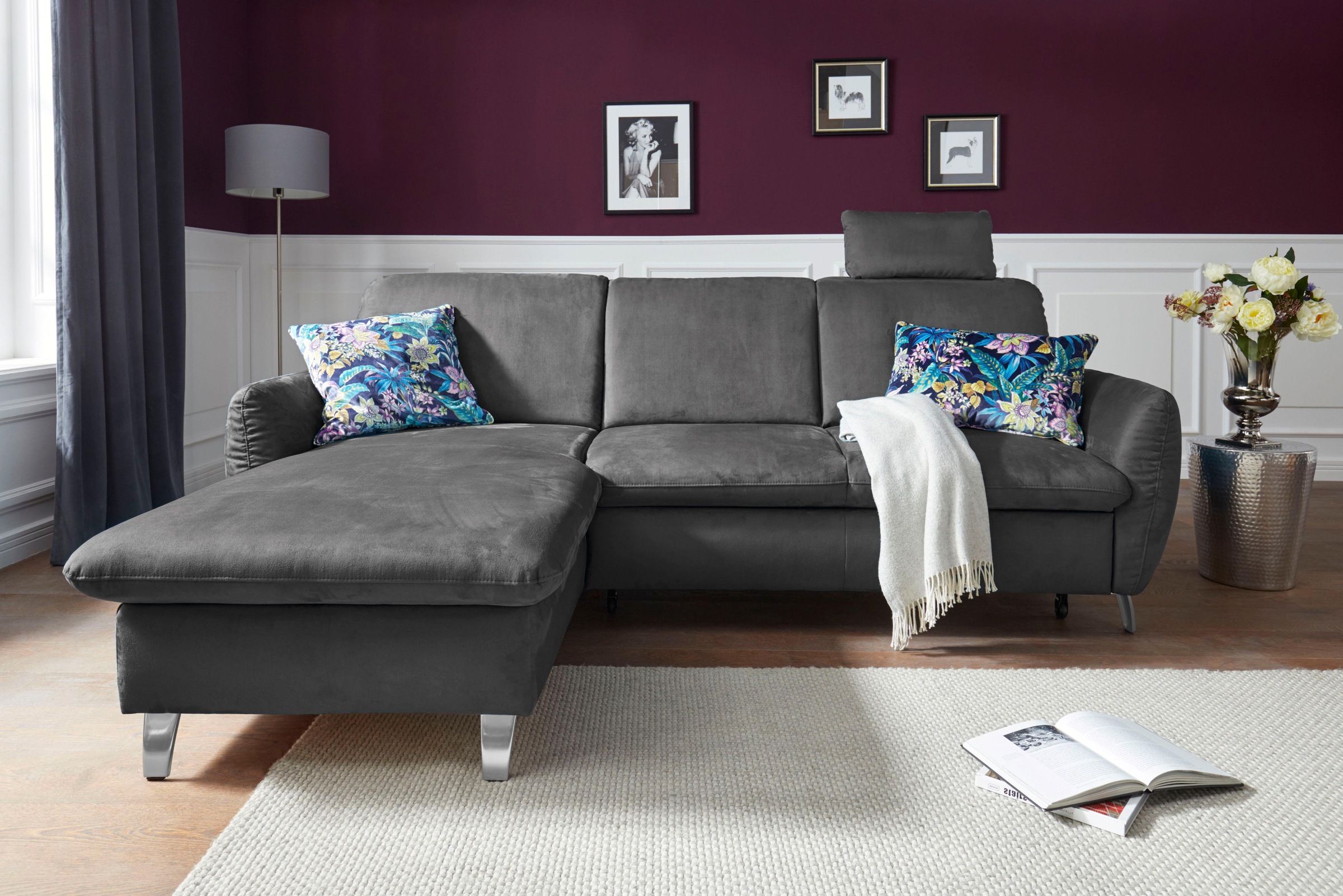 sit&more Ecksofa »Daytona L-Form« mit Federkern, einer Kopfstütze und wahlw günstig online kaufen