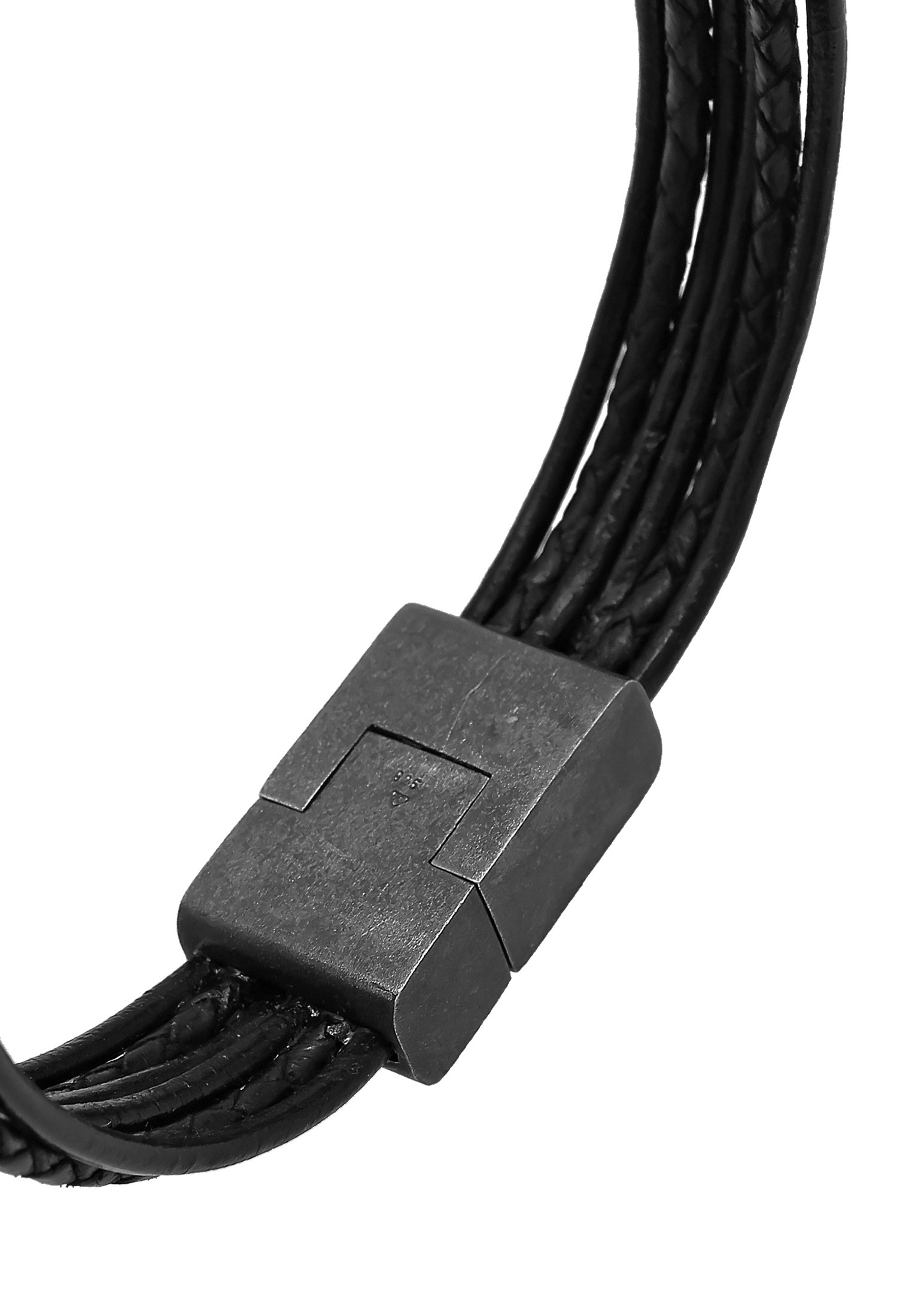 Kuzzoi Armband »Leder 6-reihig Magnet Basic 925 Silber oxidiert«