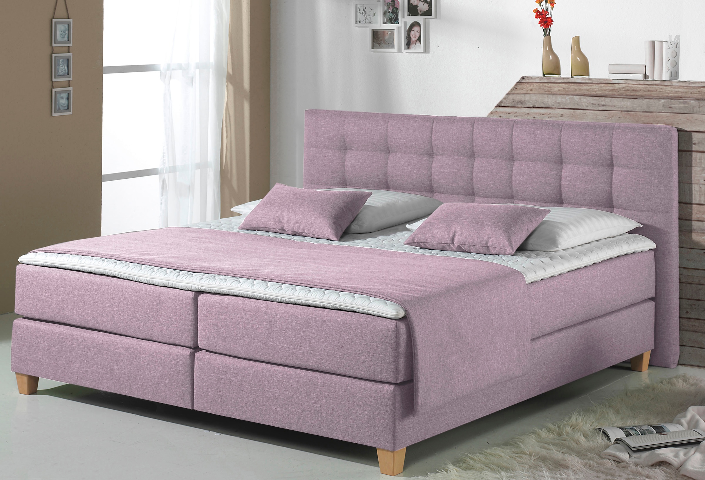 Home affaire Boxspringbett »Moulay«, inkl. Topper, in Überlänge 220 cm, 3 H günstig online kaufen