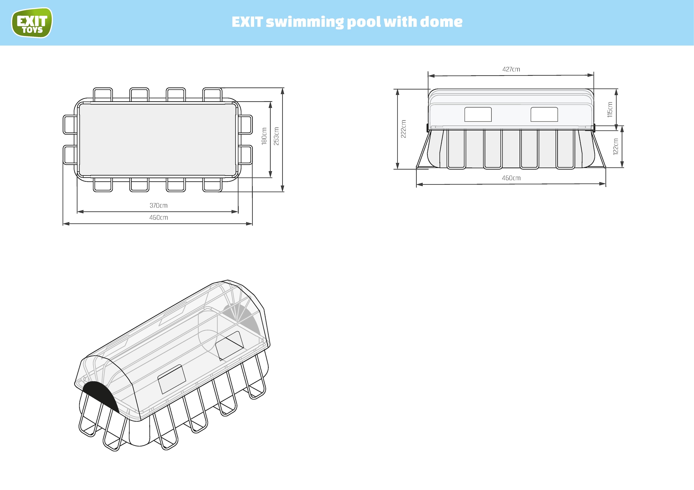 EXIT Framepool »»Black Leather Pool««, (Set), mit Sandfilterpumpe und Abdeckung und Zubehörset - schwarz