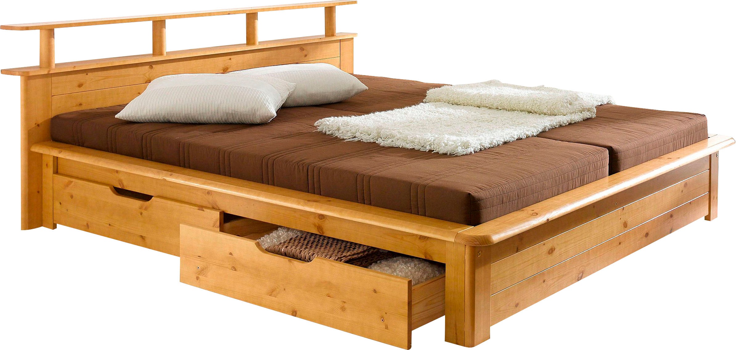 Home affaire Funktionsbett »"FINJA " Kieferbett, Futonbett, Kopfteil mit Ab günstig online kaufen