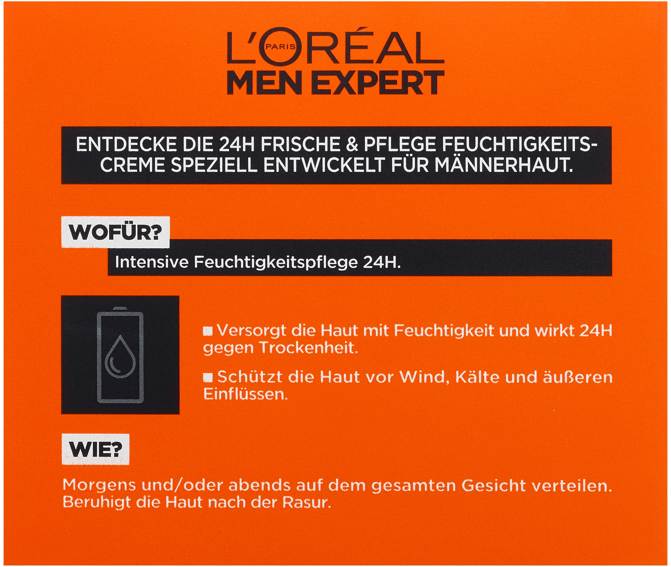 L'ORÉAL PARIS MEN EXPERT Feuchtigkeitscreme »Hydra Intensive« feuchtigkeitsspendend, stärkt die Haut gegen tägliche Belastung