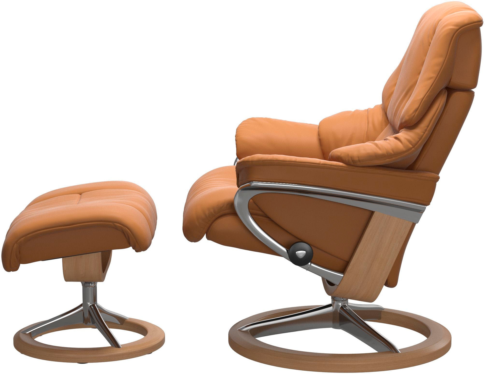Stressless® Relaxsessel »Reno«, (Set, Relaxsessel mit Hocker), mit Hocker, mit Signature Base, Größe S, M & L, Gestell Eiche