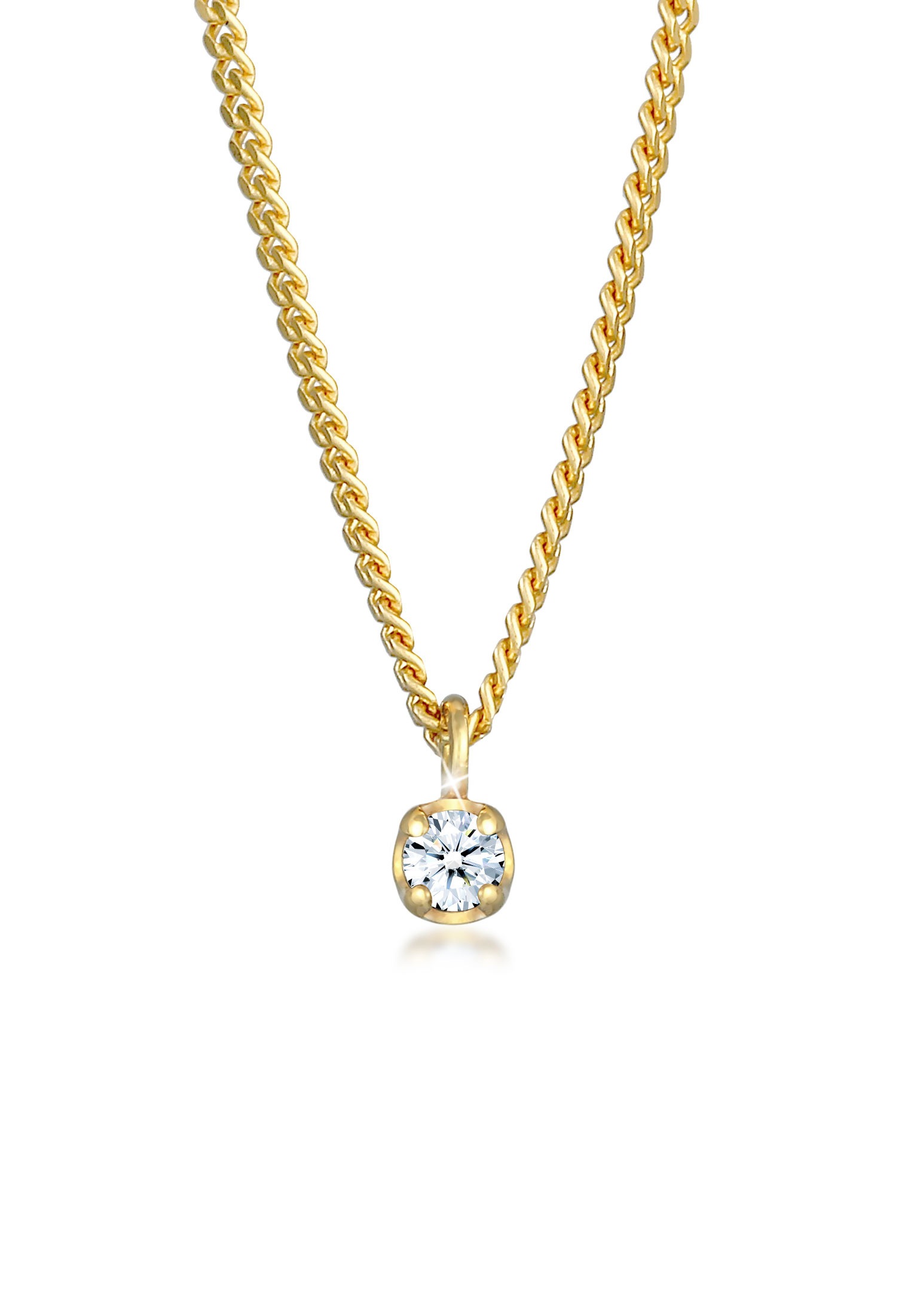 Collierkettchen „Solitär Diamant (0.03 ct.) Elegant 375 Gelbgold“ Gold + weiß 0.03 ct mit Diamanten 40 – 0.03 ct mit Diamanten