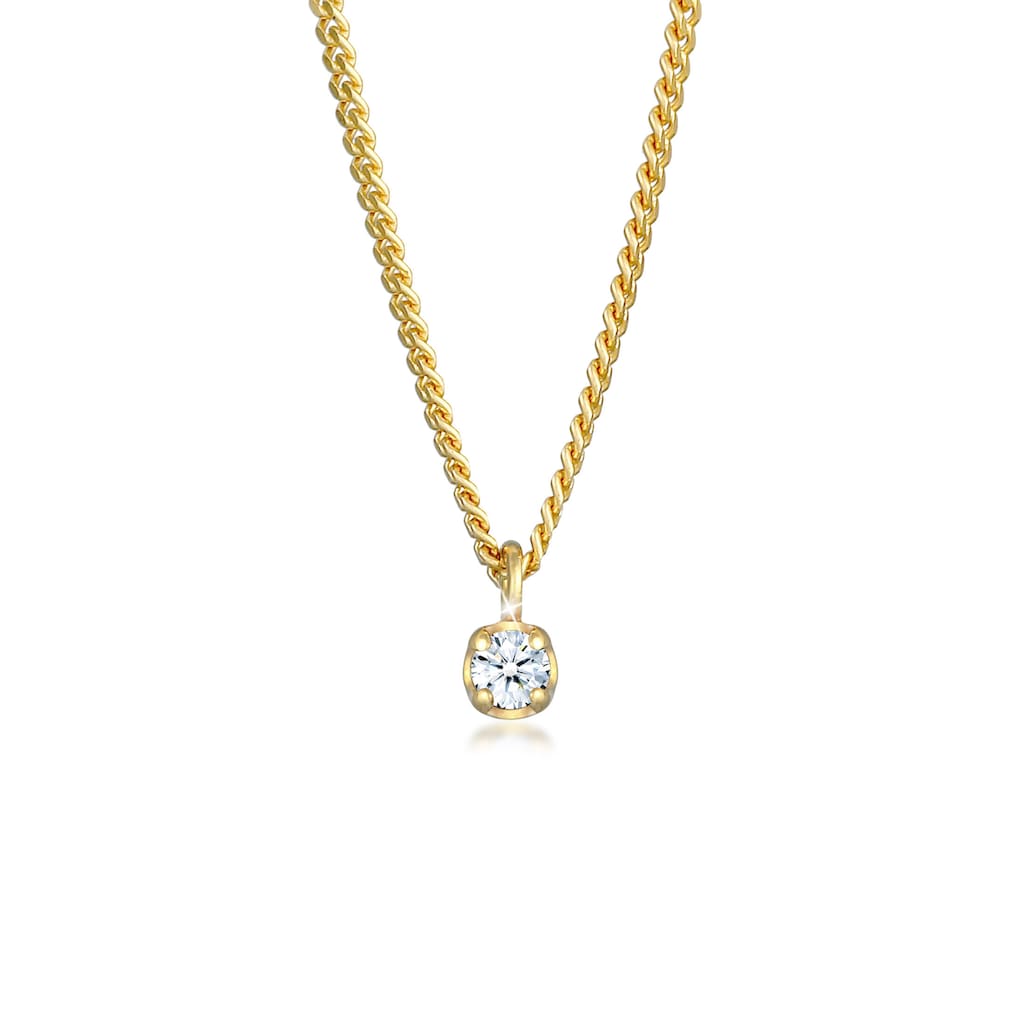 Elli DIAMONDS Collierkettchen »Solitär Diamant (0.03 ct.) Elegant 375 Gelbgold«