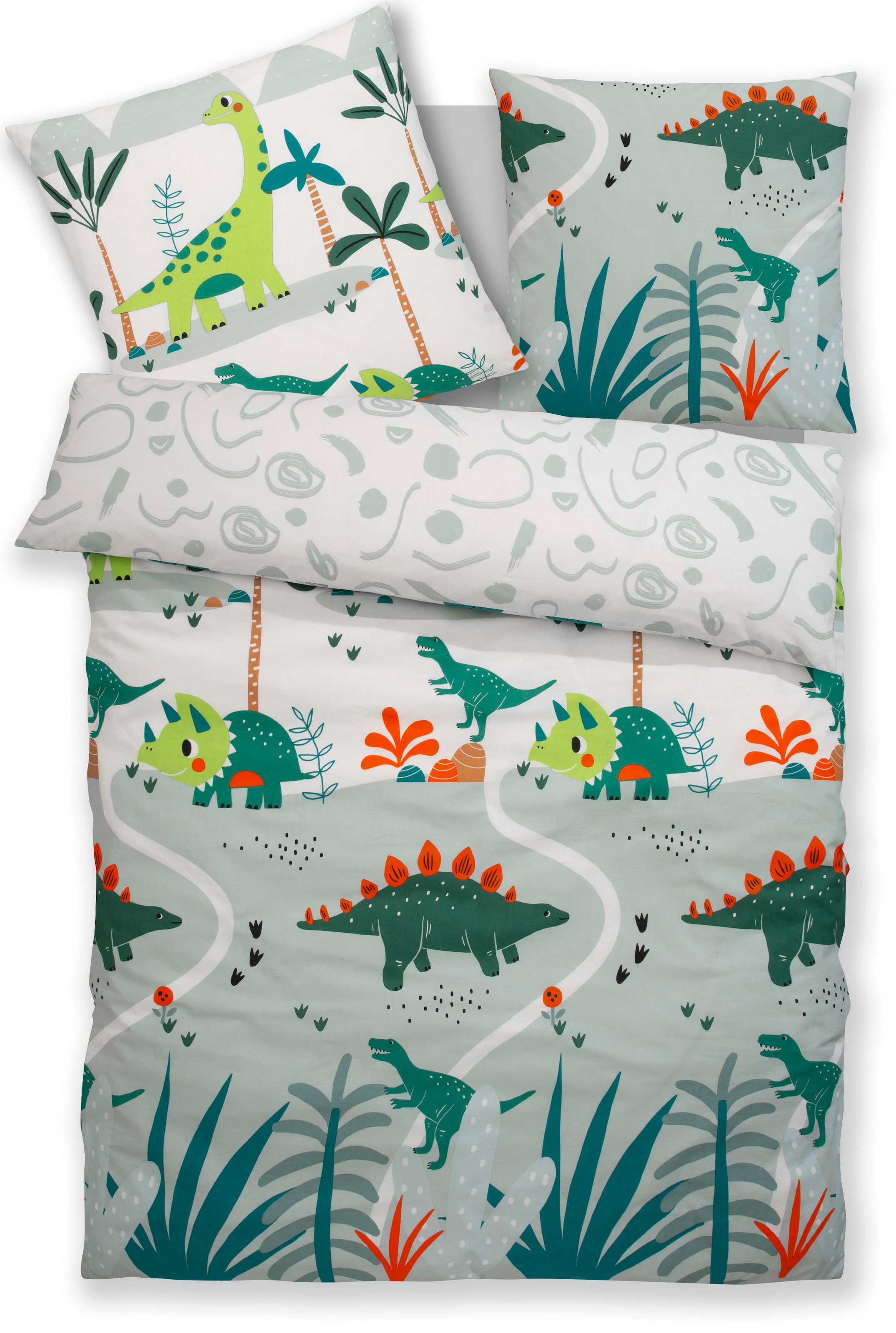 Lüttenhütt Kinderbettwäsche »CUDDLEE«, in vielen Designs: Dino,Einhorn,Weltraum,Baustelle,Herz,Trecker,Safari