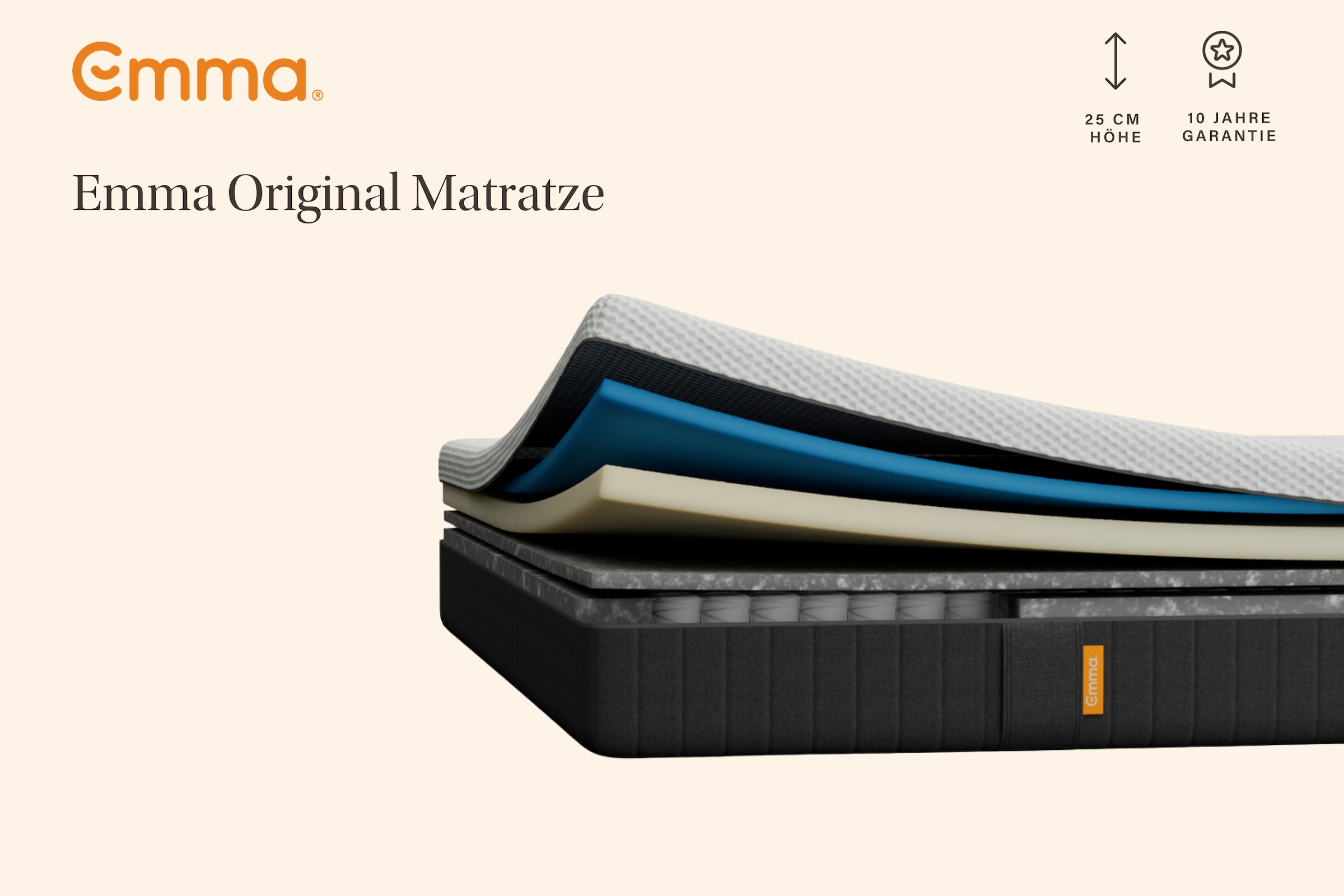 Emma Hybridmatratze »Emma Original Matratze« 25 cm hoch 1 Stk. tlg. 5-Zonen-Federn, Randschutz, waschbar, 25 cm