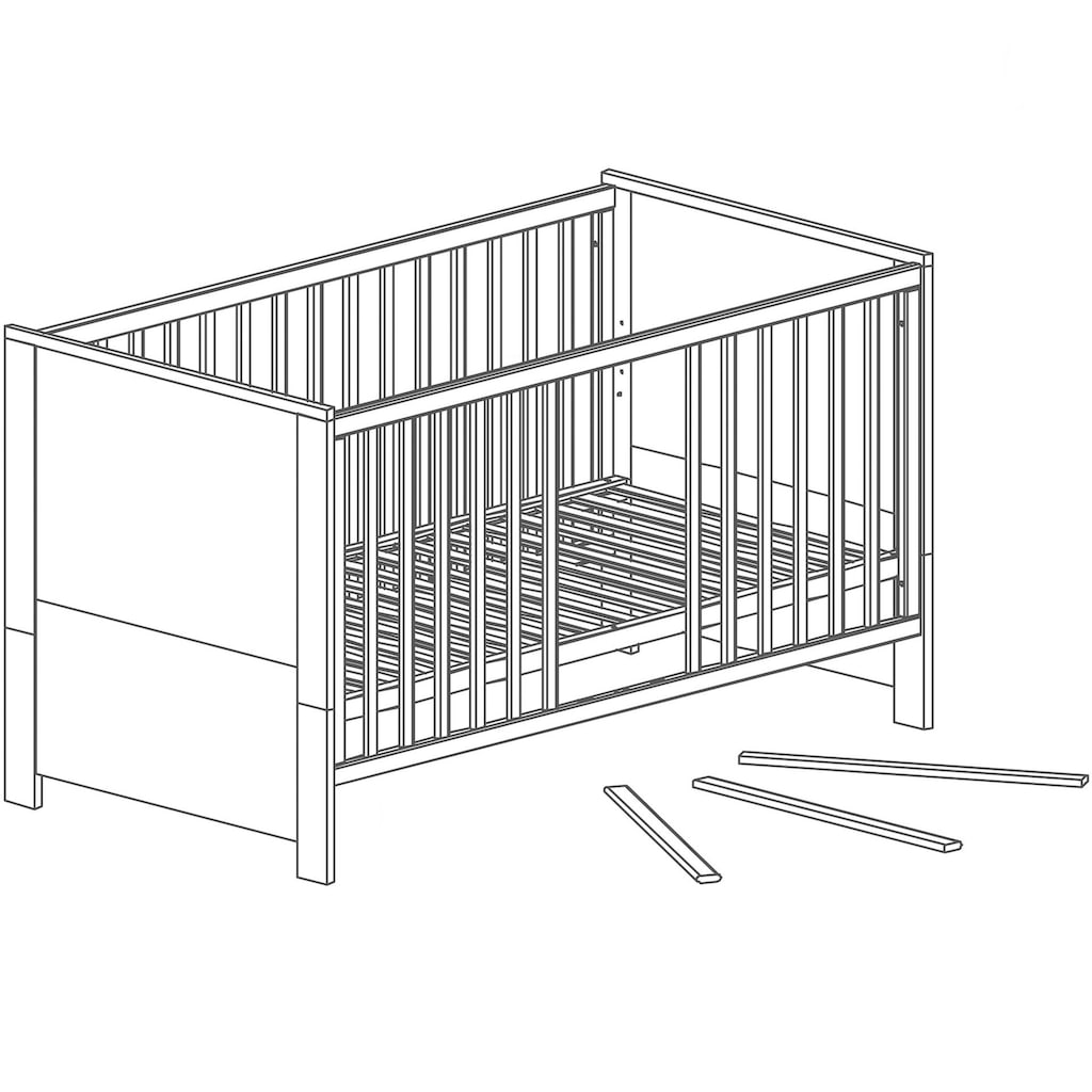 roba® Babyzimmer-Komplettset »Olaf«, (Set, 3 St., Kinderbett, Wickelkommode, Kleiderschrank), mit Kinderbett, Schrank und Wickelkommode