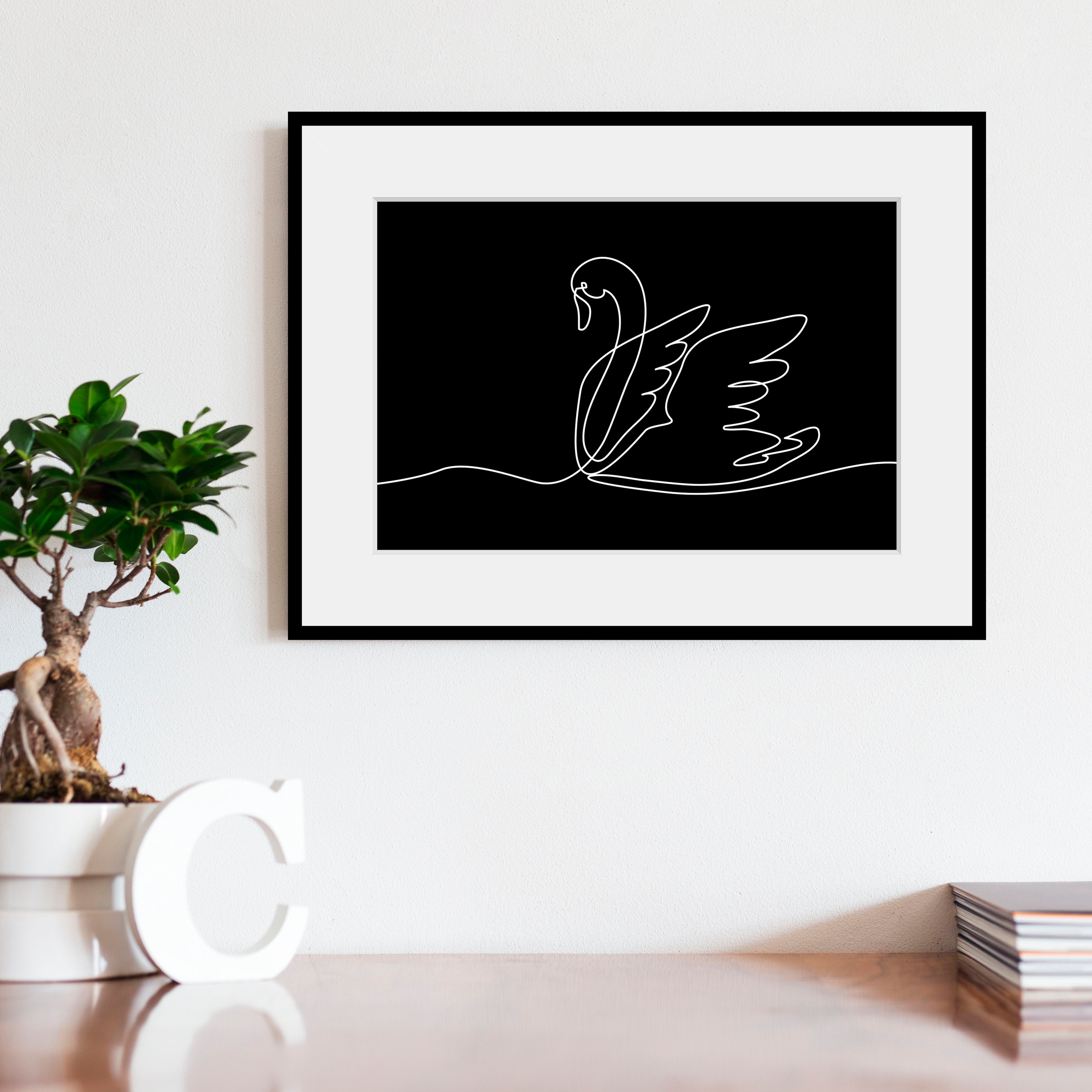 queence Bild »Alessa«, Schwarz-Weiß-Kunst-Modern-Schwanen Bilder, (1 St.), günstig online kaufen