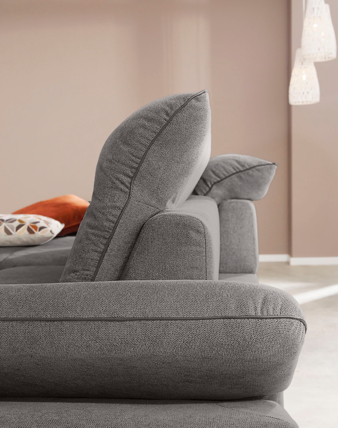 W.SCHILLIG Ecksofa »enjoy&MORE, Designsofa, elegant und bequem, L-Form«, mit Sitztiefenverstellung, Füße Chrom glänzend, Breite 294 cm