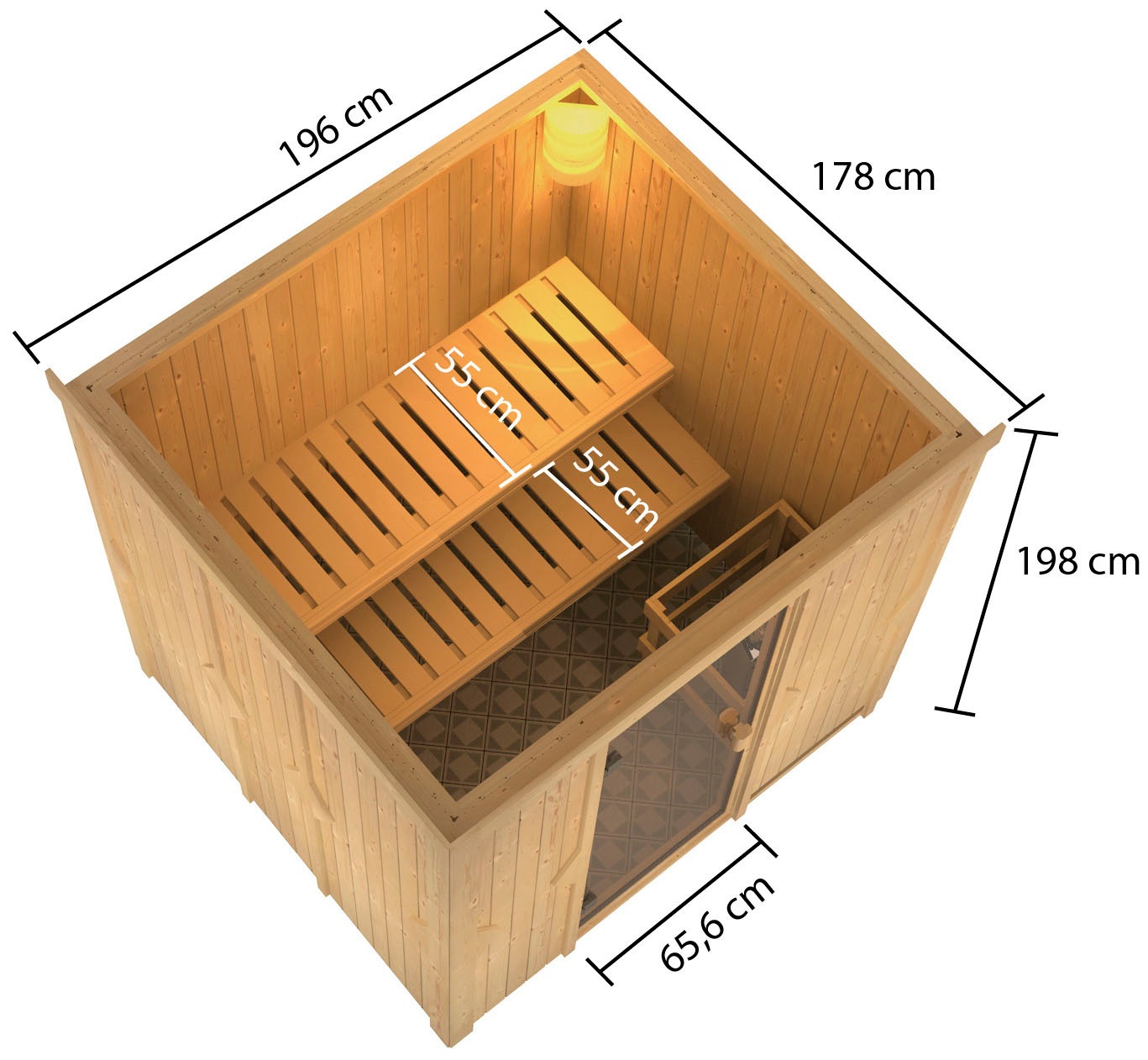 Karibu Sauna »Tromsö«, mit Ofen 9 kW ext. Strg.