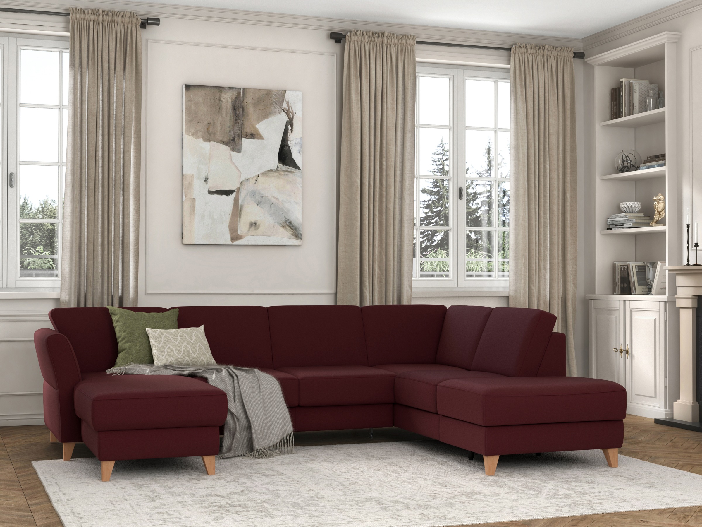 sit&more Wohnlandschaft »Visby U-Form«, wahlweise mit Bettfunktion und Stauraum, frei im Raum stellbar