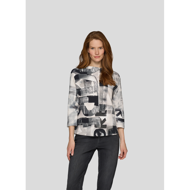 RABE 3/4-Arm-Shirt mit All-Over Print Schwarz 50 50 Shirt von RABE