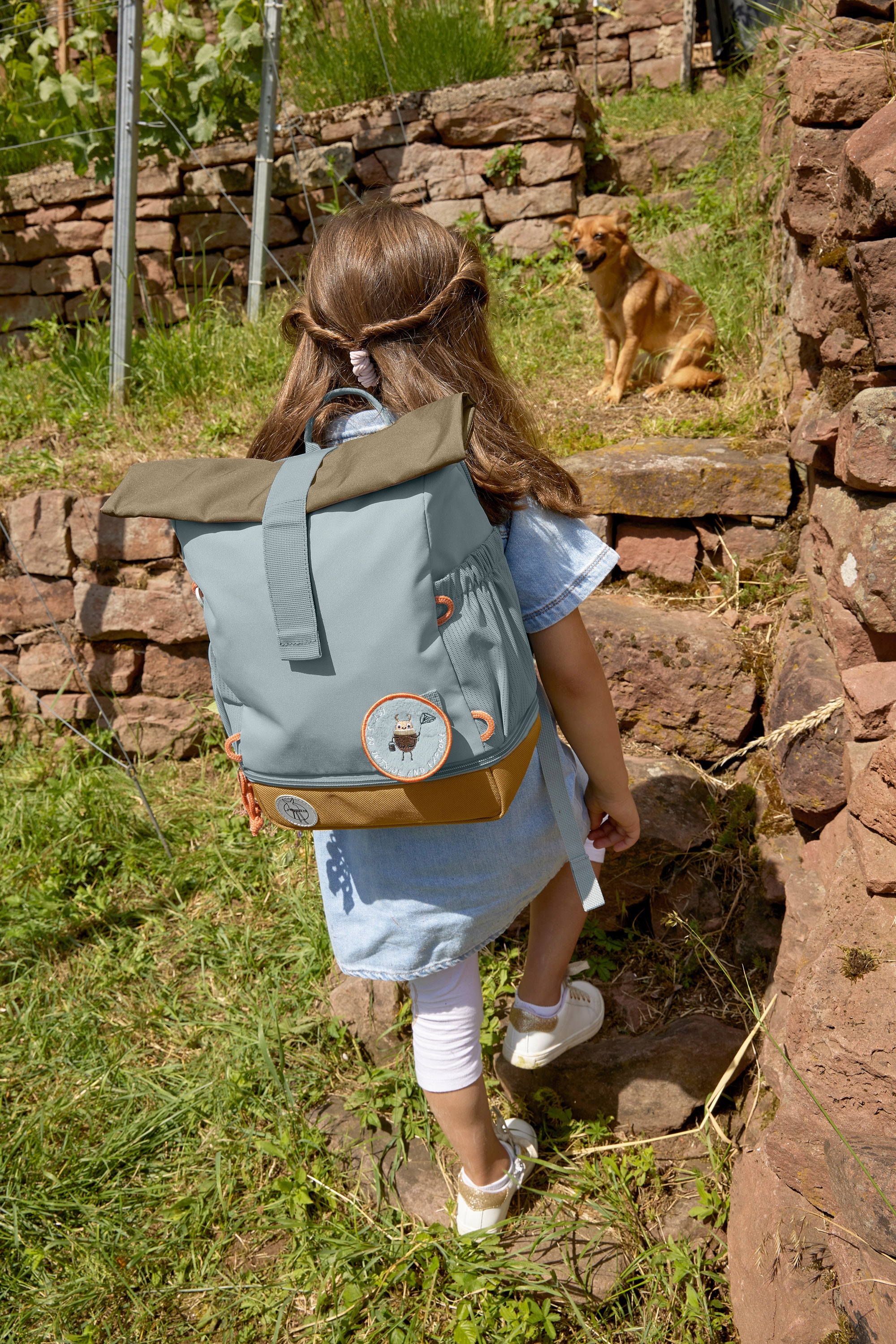 LÄSSIG Kinderrucksack »Nature, Mini Rolltop Backpack, Light Blue«, Reflektoren, aus recycelten PET-Flaschen