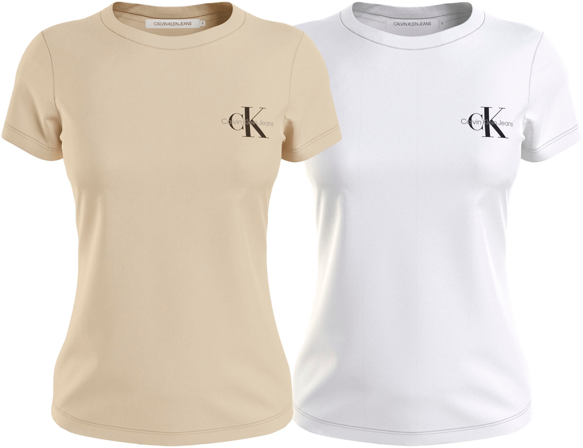 Calvin Klein Jeans Rundhalsshirt »2-PACK MONOLOGO SLIM TEE«, (Packung, 2 tlg.,  2er-Pack), mit Calvin Klein Jeans Logoprint auf der Brust bestellen
