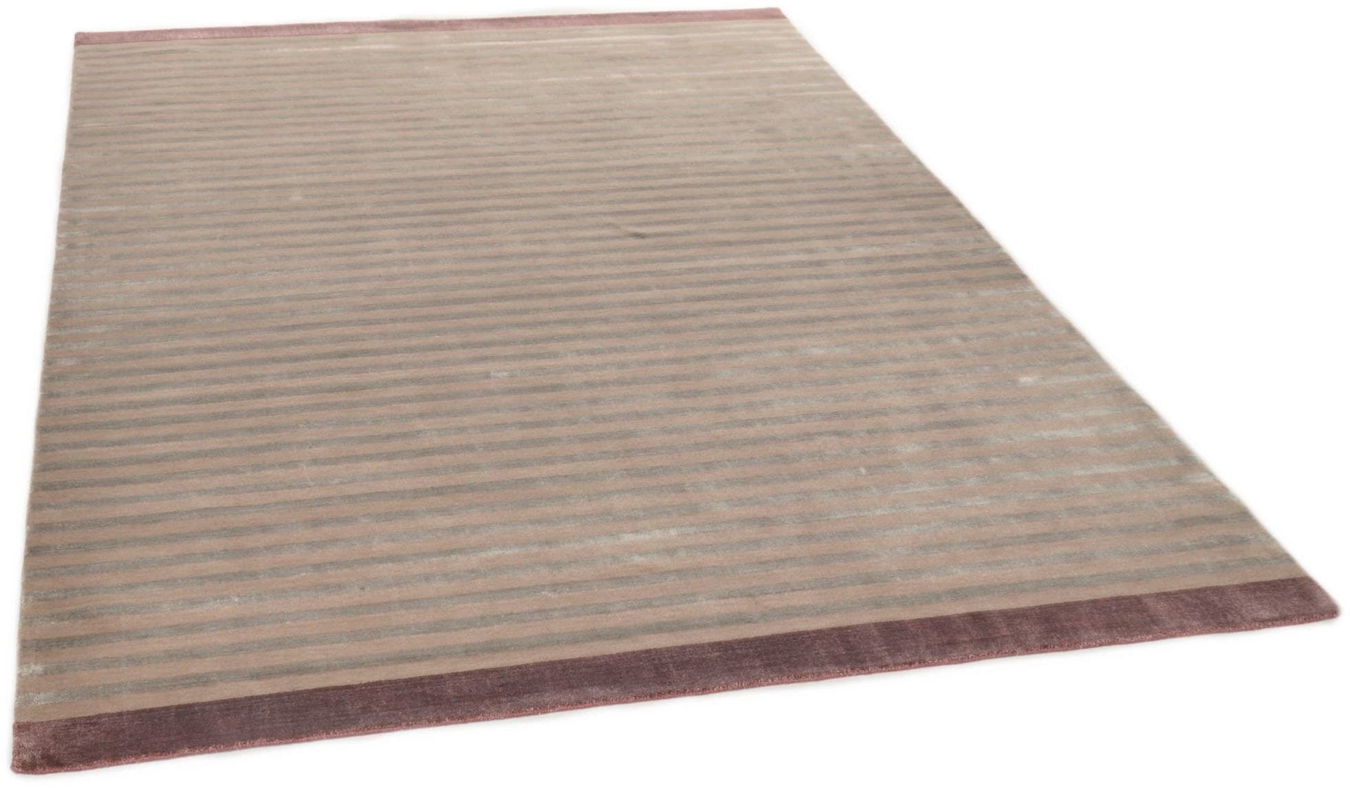 THEKO Teppich »Miami 3286«, rechteckig, 8 mm Höhe, Handweb Teppich, gestreift, handgewebt, aus Viskose & Wolle