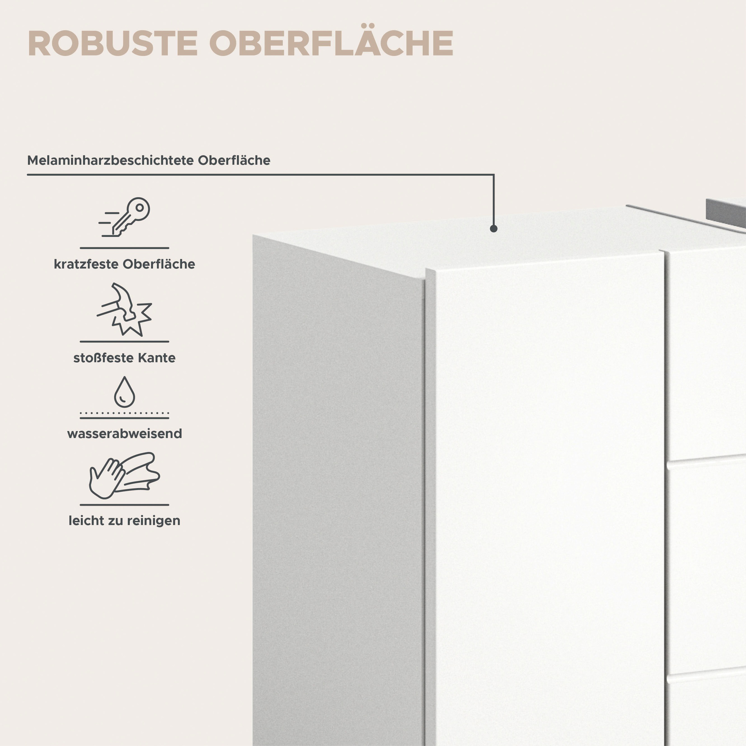 welltime Badmöbel-Set »Biel, Höhe 190 cm, Hochschrank, Unterschrank, Spiegelschrank«, (3 St.), Bad Set, modernes Design, Hochschrank, Unterschrank, Spiegel