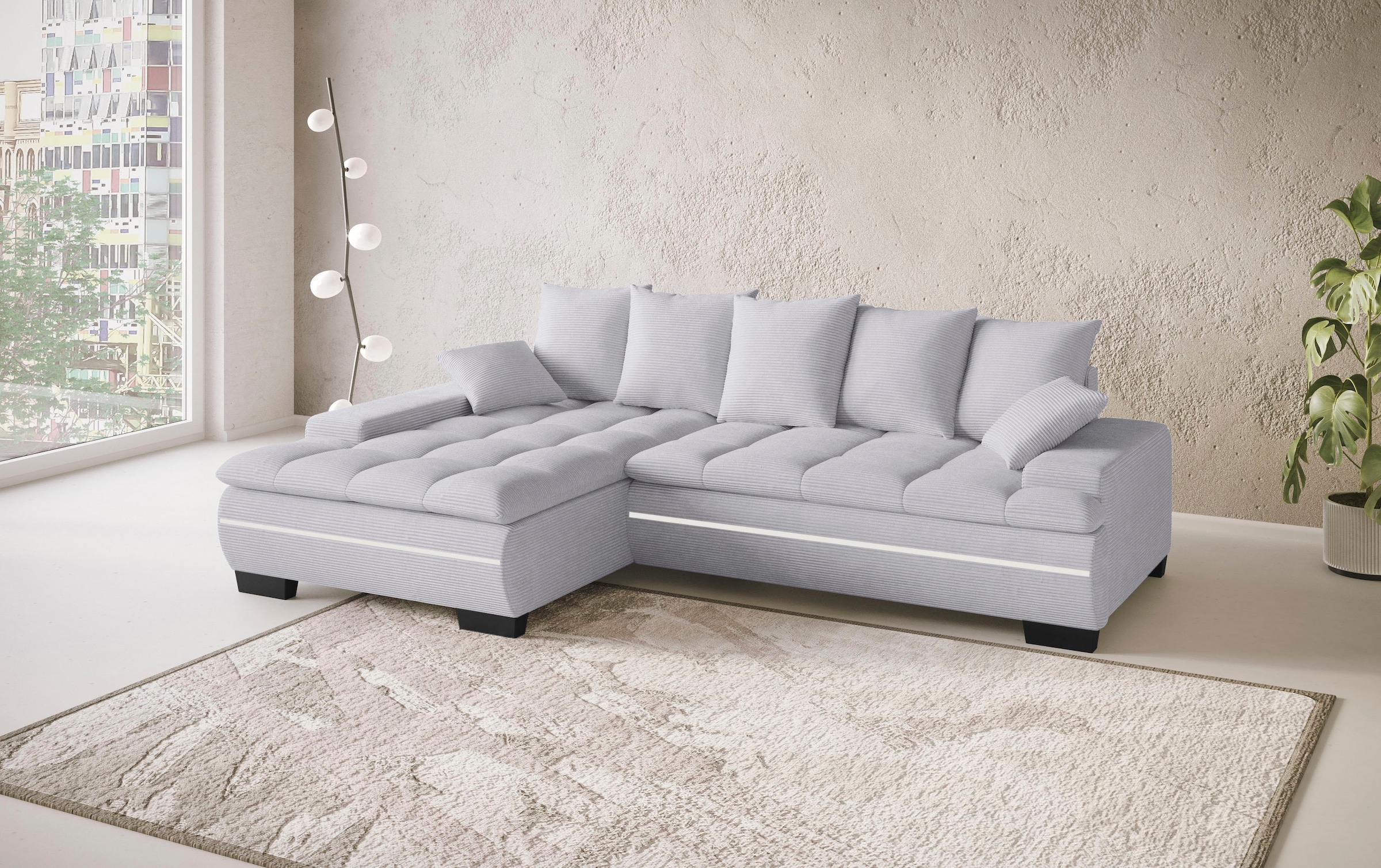 Mr. Couch Ecksofa »Haiti II, L-Form«, RGB-LED Beleuchtung, Kaltschaum, wahlweise mit Bett, Bettkasten