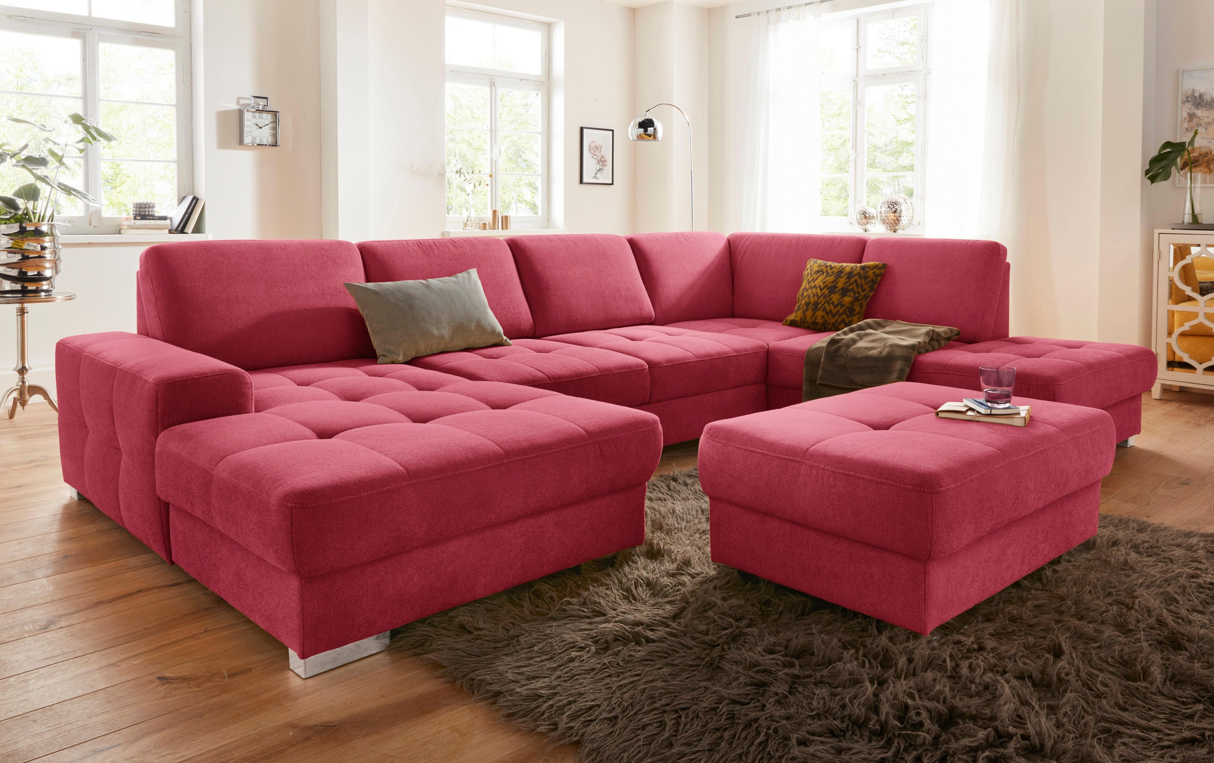 sit&more Wohnlandschaft »Santorini U-Form«, mit Federkern und Sitztiefenverstellung, wahlweise mit Bettfunktion