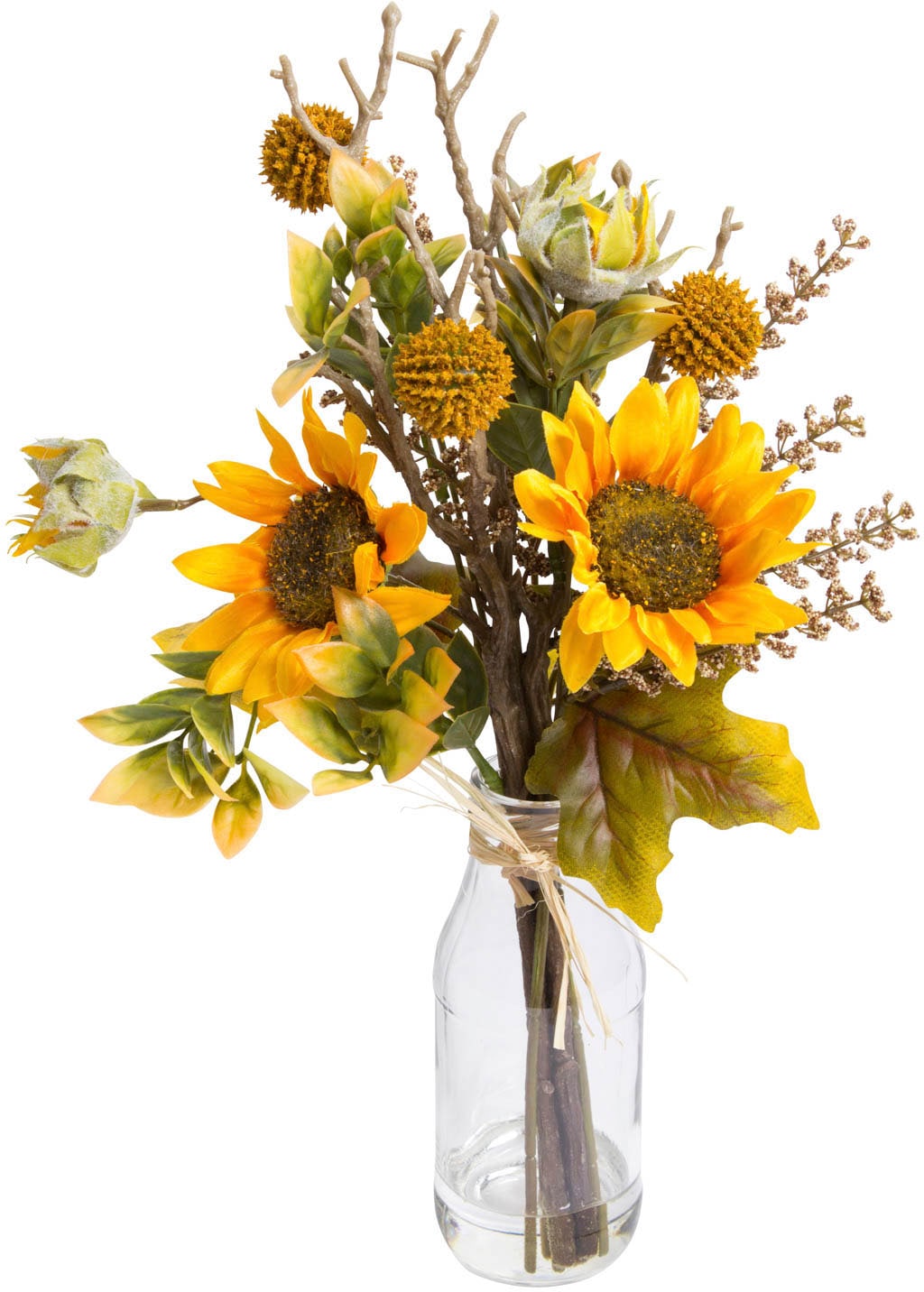 im Künstliche (1 Botanic-Haus auf Raten bestellen Zimmerpflanze Glas«, St.) »Sonnenblumenstrauß