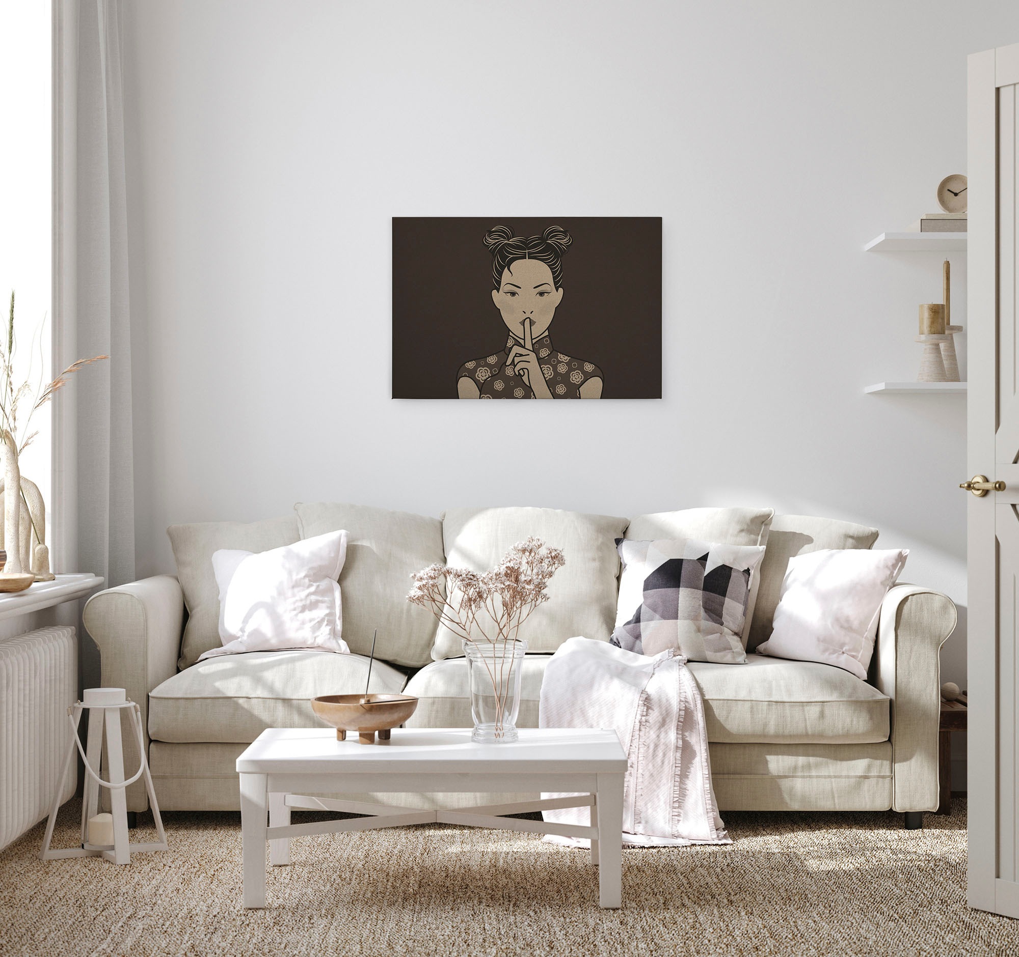 A.S. Création Leinwandbild »himari«, Kunst-Gemälde-Kinder, (1 St.), Keilrahmen Bild Asiatisch Frau Leinwand-Bild Wohnzimmer modern Kinder