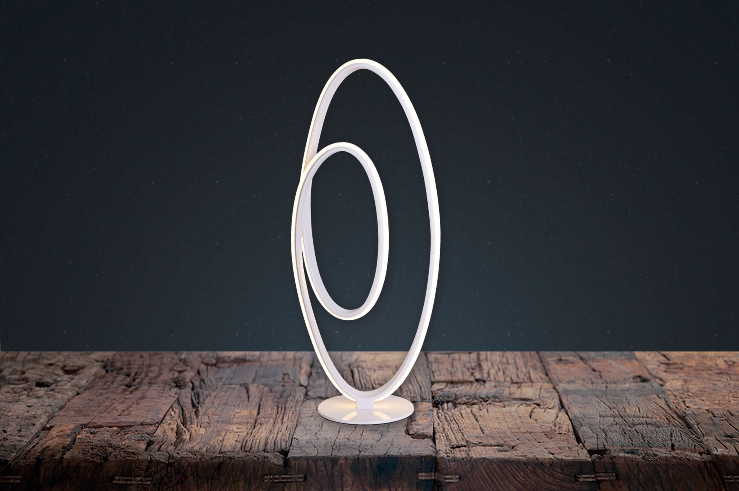 näve LED Tischleuchte »Odrive«, 1 flammig, Leuchtmittel LED-Modul | LED fest integriert, oval, dimmbar, geschwungene bogenförmige LED-Streifen, weiß, H: 60cm