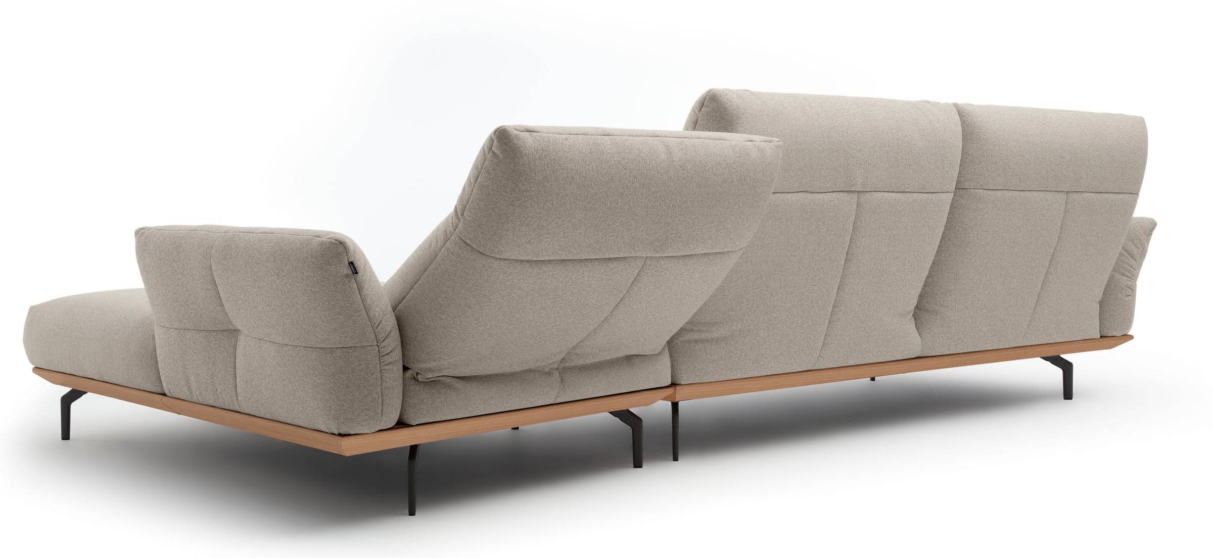 Creation BY ROLF BENZ Ecksofa »CR.460«, Sockel in Eiche, Winkelfüße in Umbragrau, Breite 338 cm