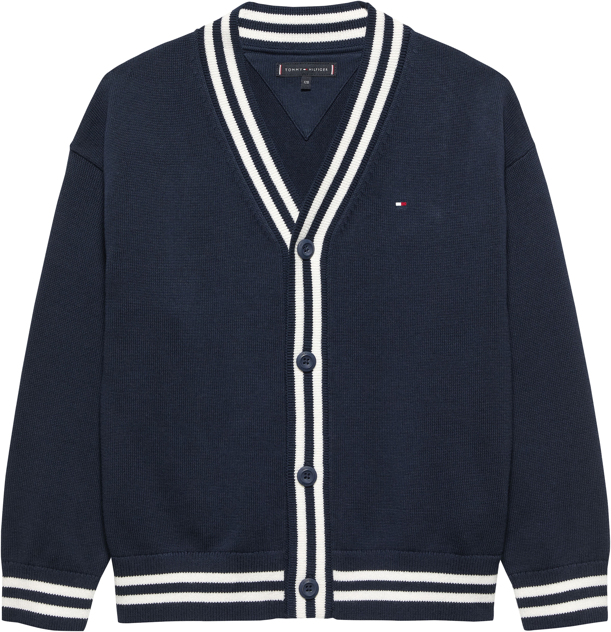 Tommy Hilfiger Strickjacke »VARSITY RIB V-NECK CARDIGAN« Kinder bis 16 Jahre, regular fit