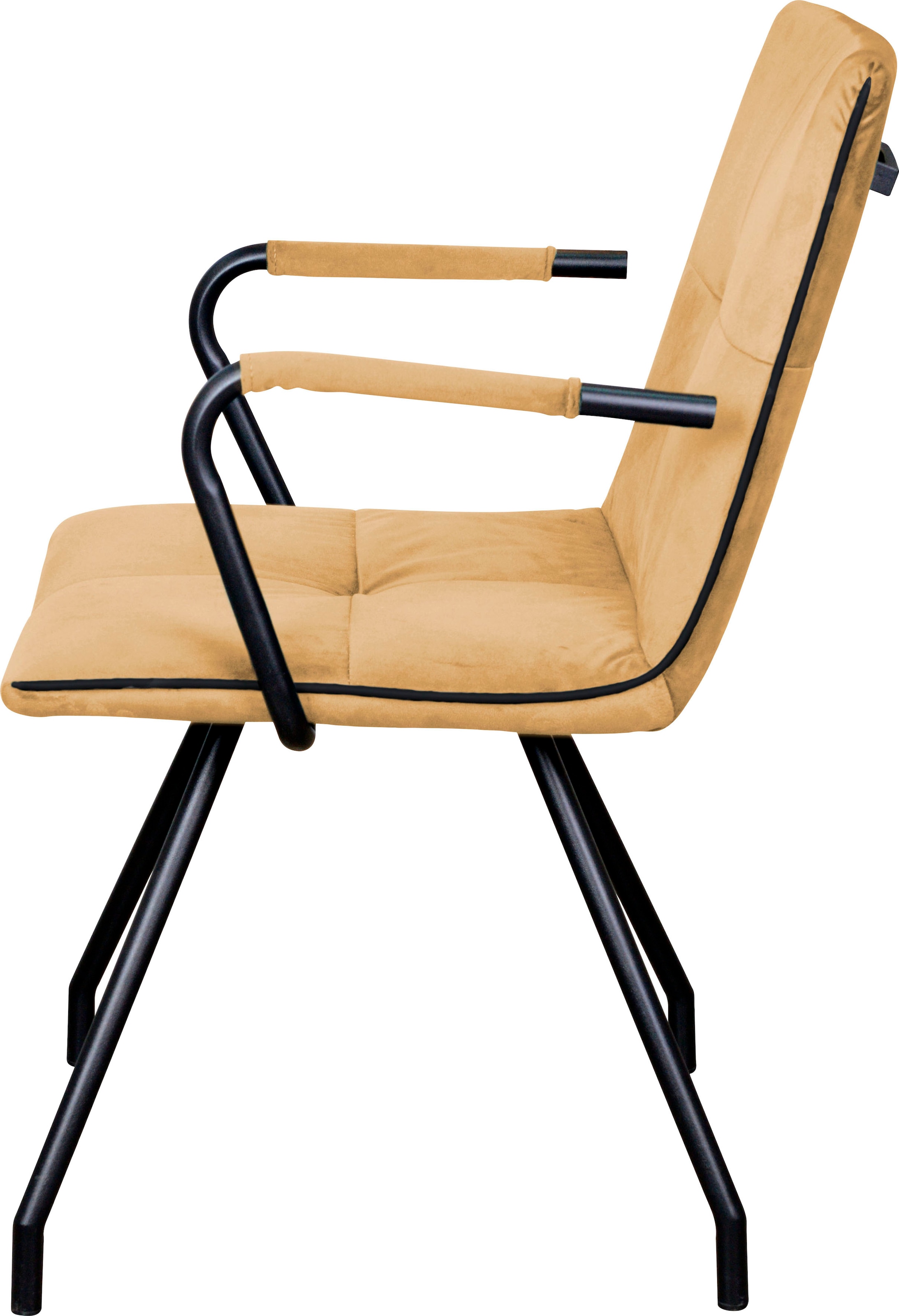 Kayoom Polsterstuhl »Stuhl Eaden 225 2er-Set, samtiger Stoffbezug, Paspel aus Kunstleder«, (Set), 2 St., stilvoll, pflegeleicht, zeitgemäße Farbgebung, samtiger Stoffbezug