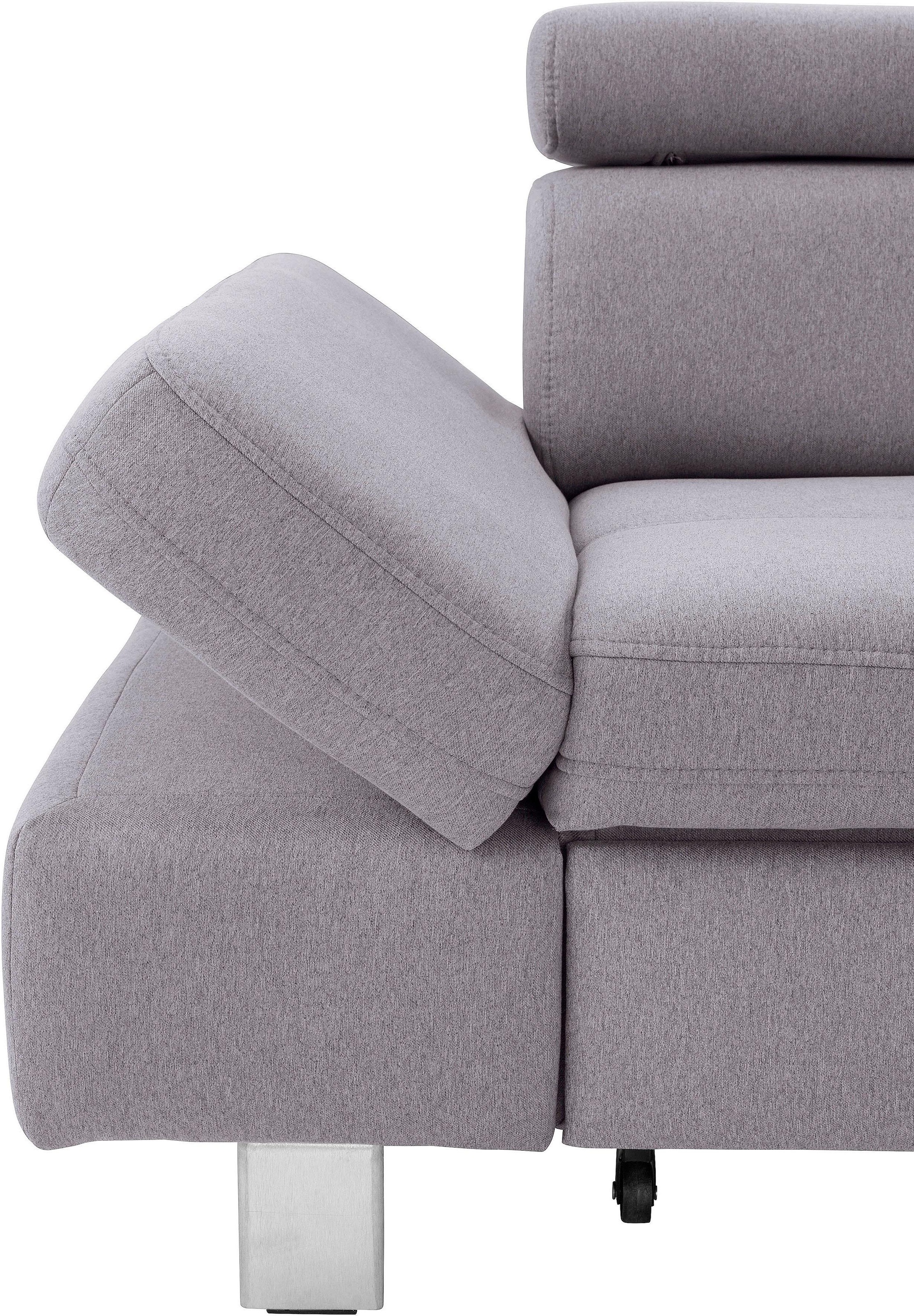 exxpo - sofa fashion Ecksofa »Fiji, L-Form«, mit Kopf- bzw. Rückenverstellung, wahlweise mit Bettfunktion