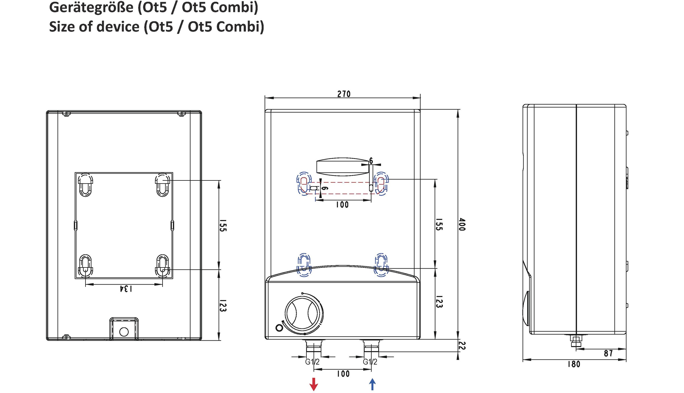 Thermoflow Übertischspeicher »OT5«, (Steuerung: hydraulisch), 5 Liter