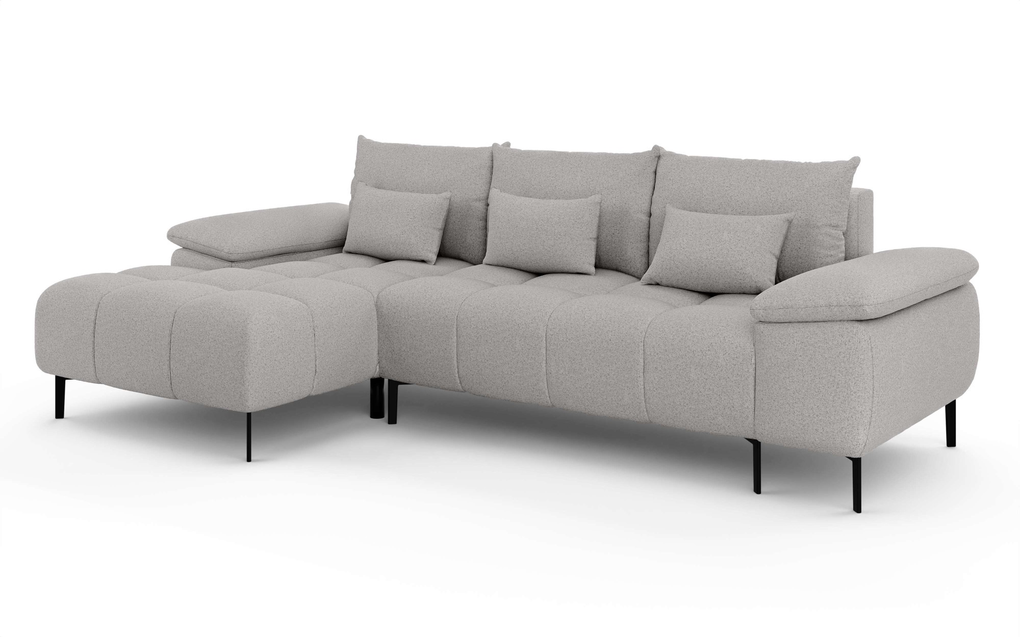 INOSIGN Ecksofa »DROMARA Schlafsofa mit Bettkasten, Maße: B/T/H 277/141/91 cm«, L-Form mit Recamiere rechts/links bestellbar, Wellenunterfederung