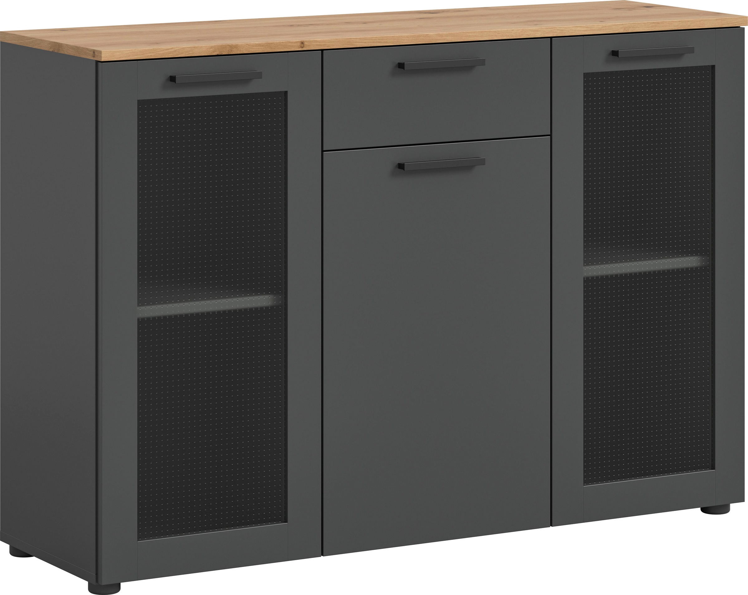 INOSIGN Sideboard »SALKIN, Breite 120cm, 3 Türen (2 mit ESG-Ornamentglas), günstig online kaufen