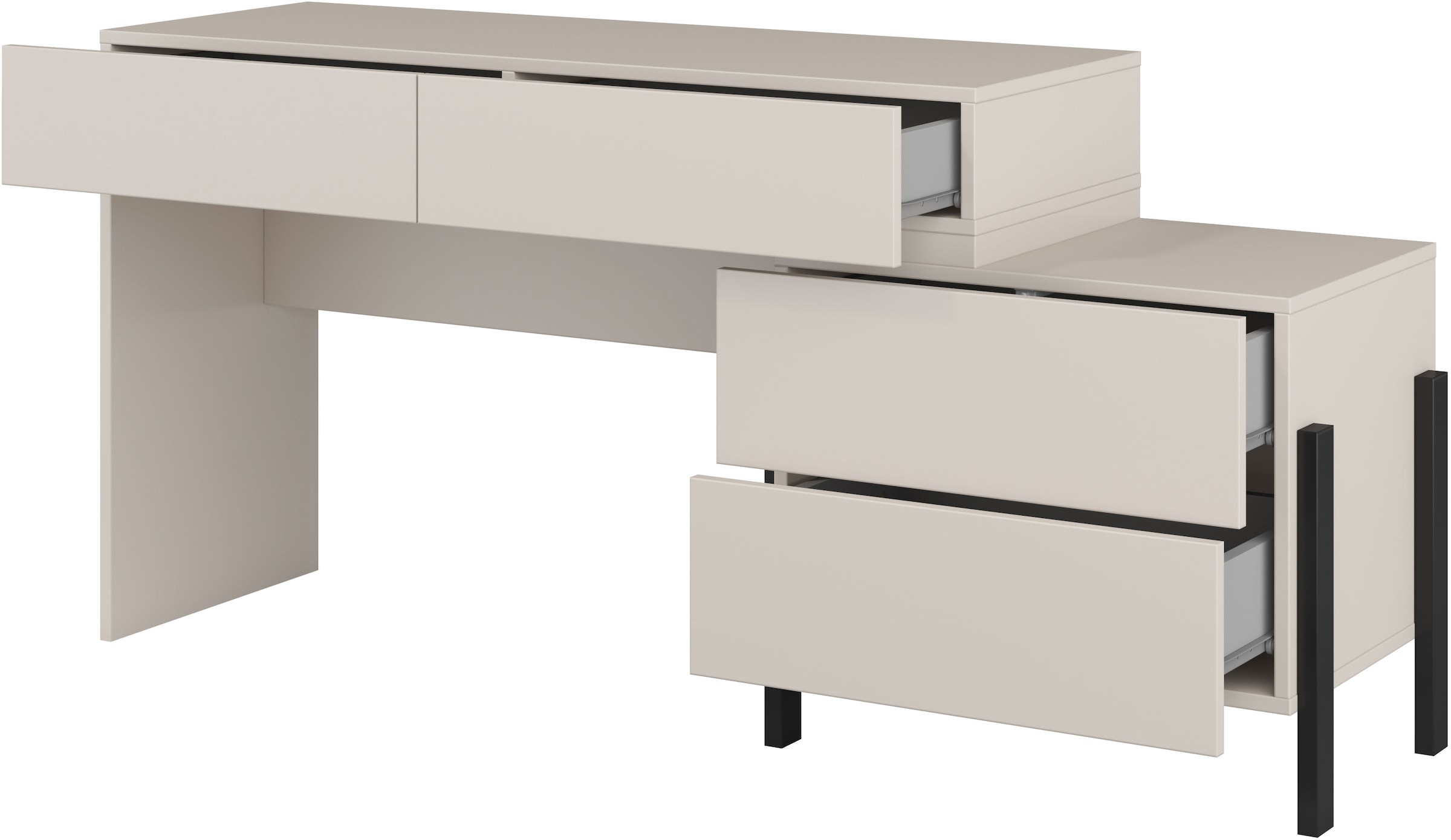 Home affaire Schminktisch »Jukon, Breite 143 cm, moderner Schminktisch«, (ohne Spiegel), Schminktisch, grifflos mit 4 SK