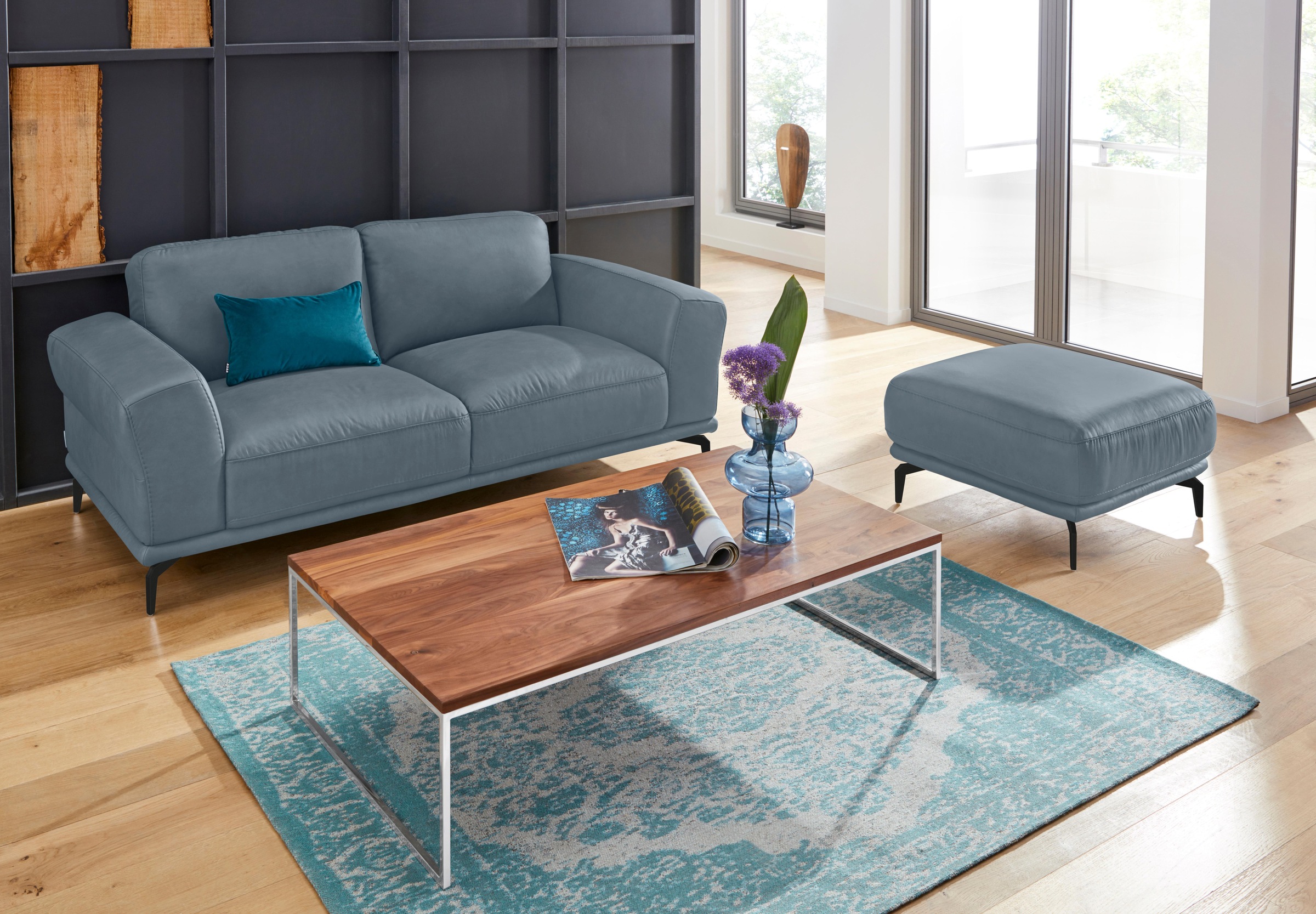 W.SCHILLIG Hocker »montanaa«, mit Metallfüßen in Schwarz pulverbeschichtet, Breite 71 cm