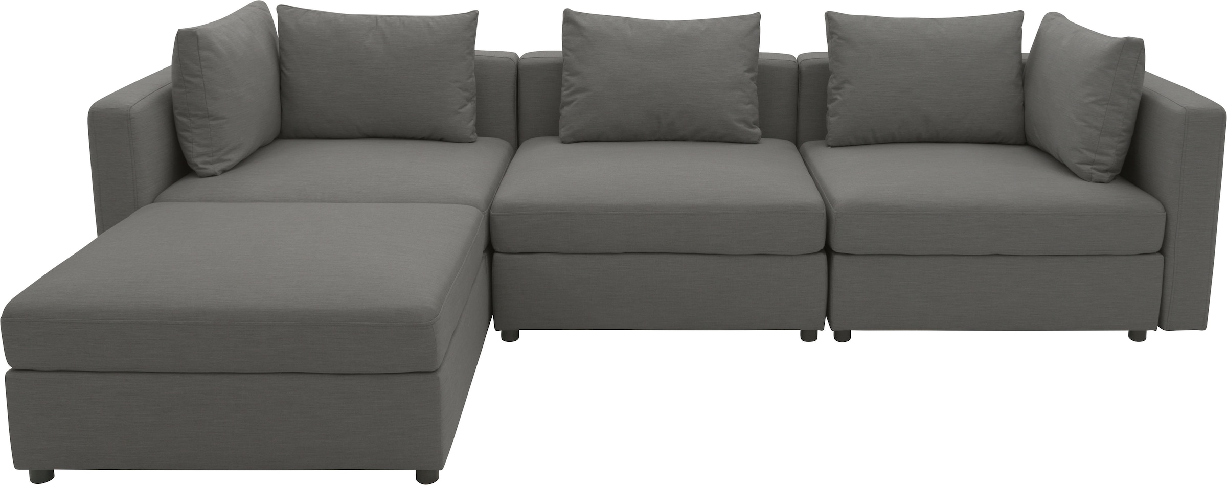 DOMO collection Ecksofa »Solskin, individuell erweiterbar/kombinierbar L-Form«, mit losen Kissen. Rücken- und Seitenteile als Stecksystem.