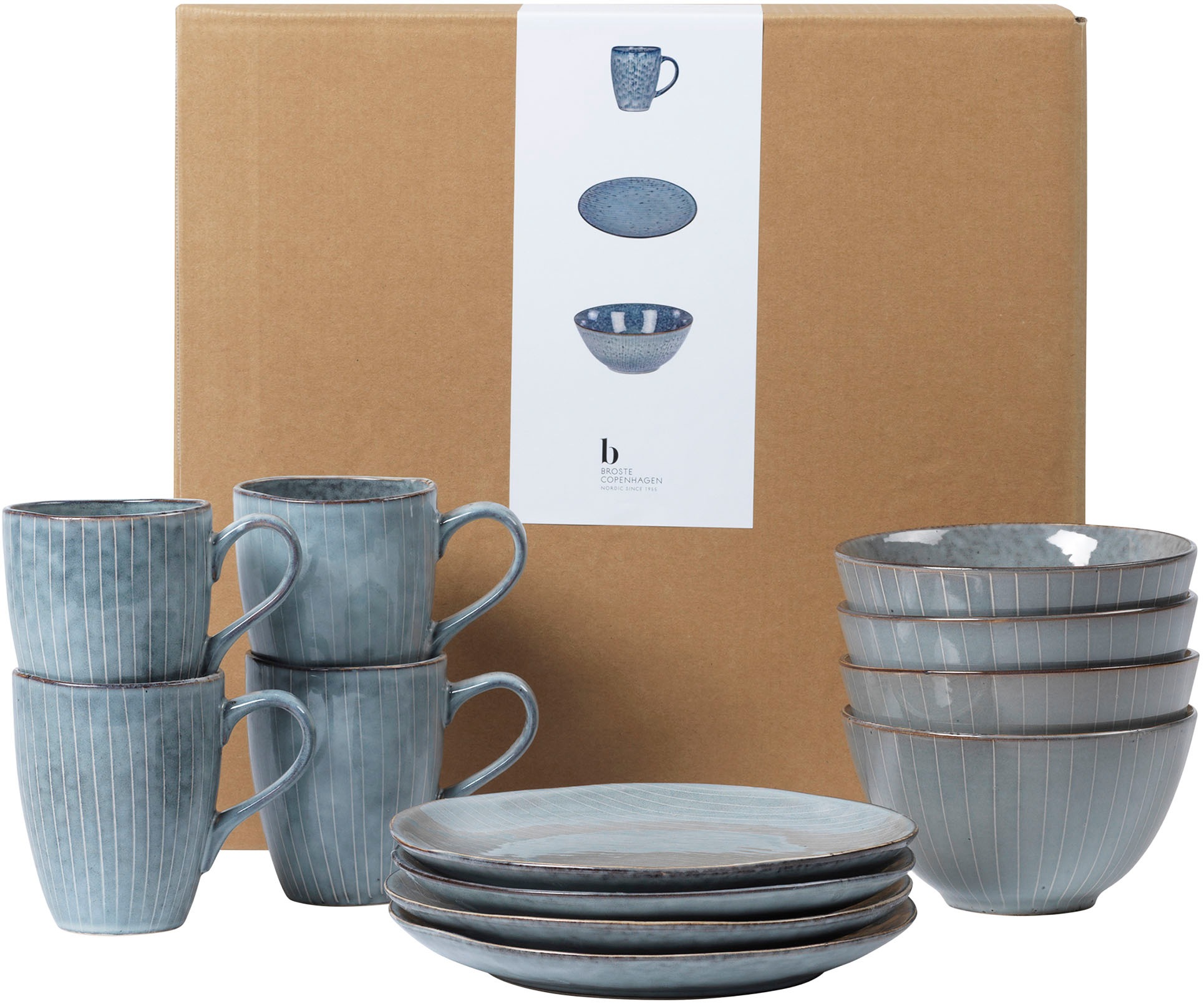 Broste Copenhagen Frühstücks-Geschirrset »Nordic Sea, inklusive Serviette W günstig online kaufen