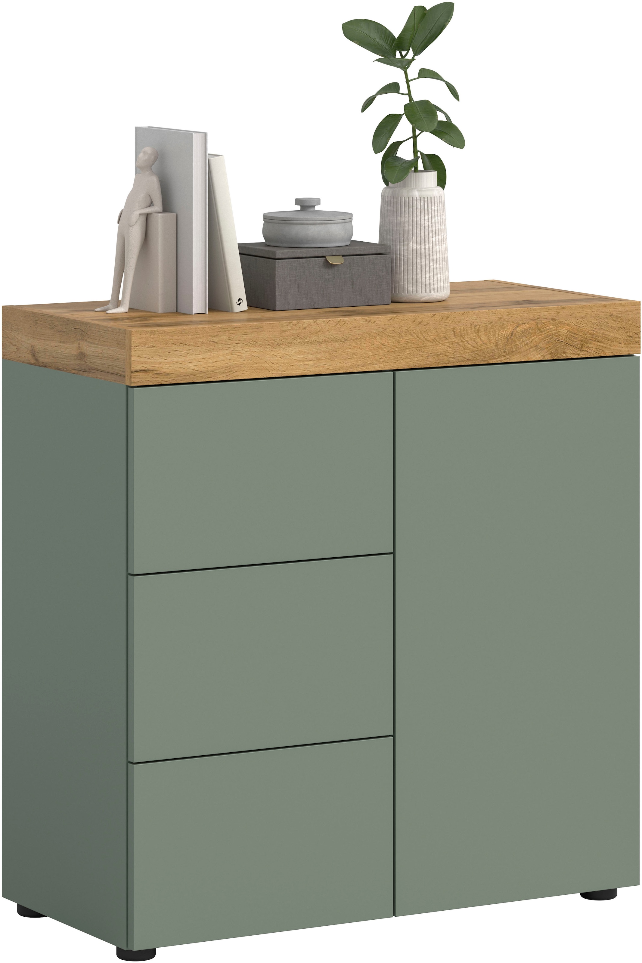 OTTO home Kommode »MAMBO, Breite 77cm, 1 Tür, 3 Schubkästen, push-2-open« 2 farbige Ausführung, in verschiedenen Farben erhältlich, 1 Stk. tlg. Kommode, Anrichte, Wohnzimmer, Schlafzimmer