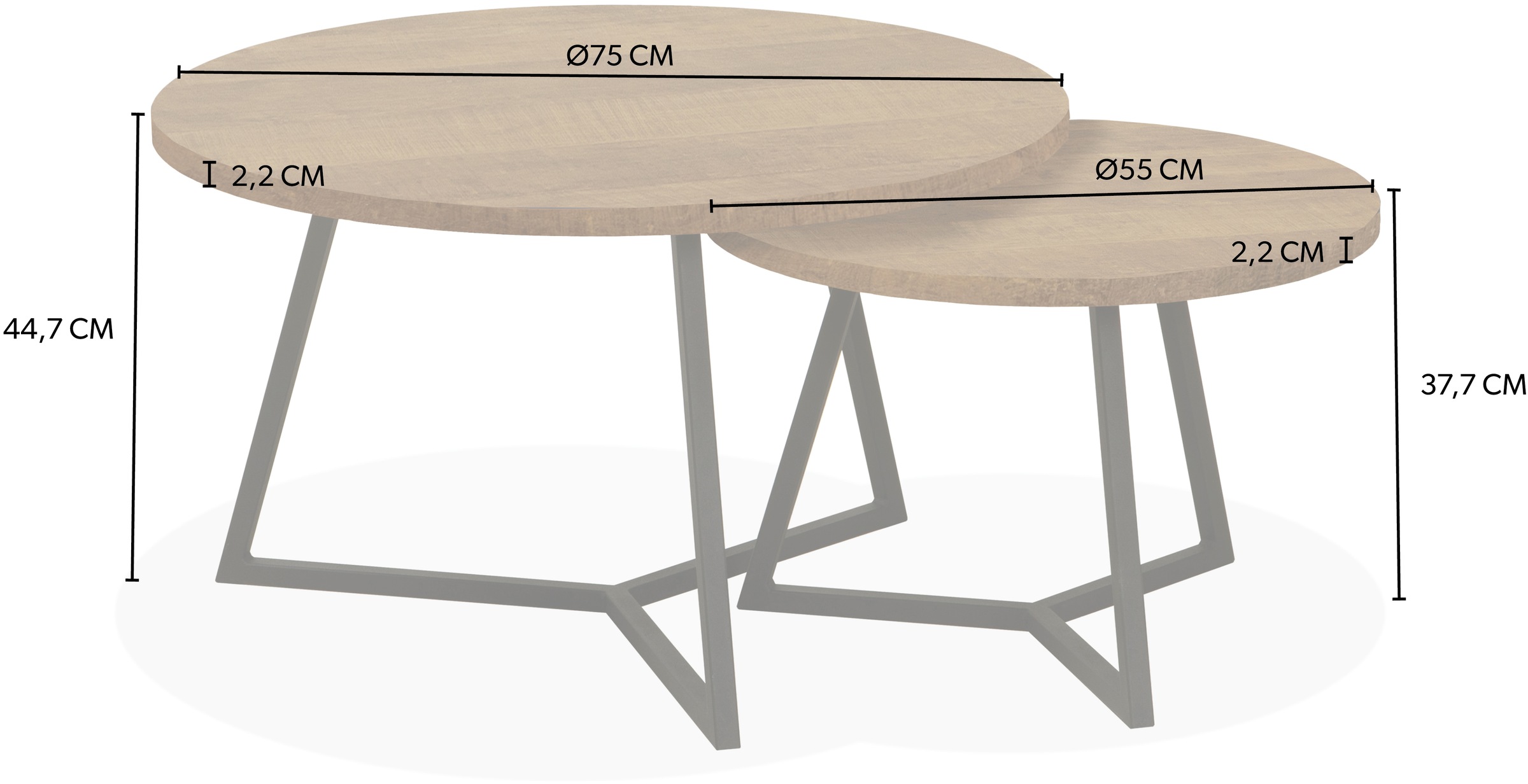 OMG Design Couchtisch »Torino« 1 Stk. tlg. im 2er Set, variabel stellbar