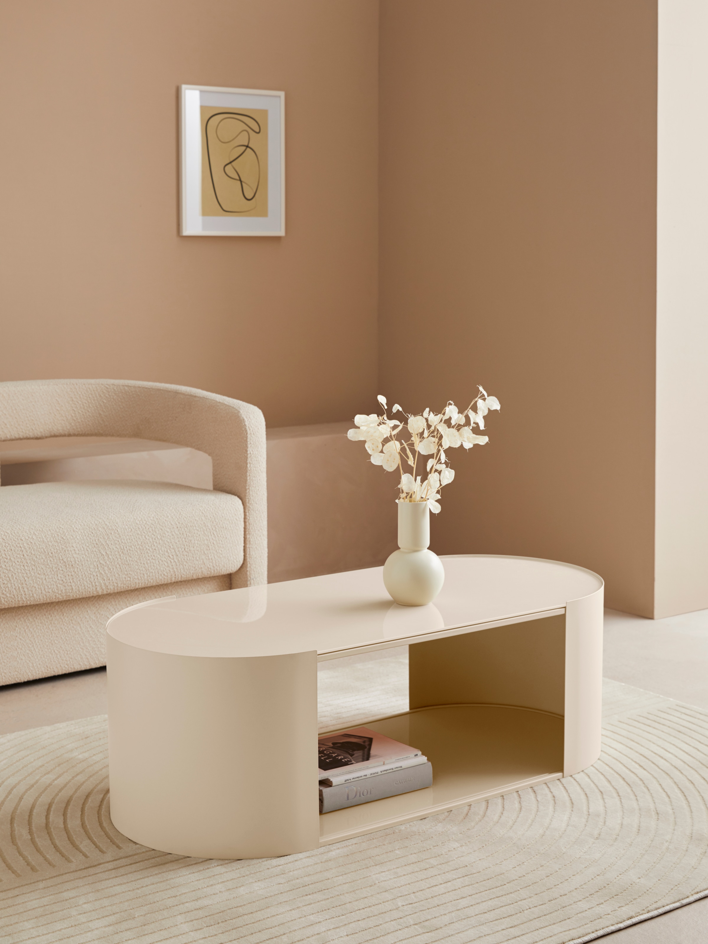LeGer Home by Lena Gercke Couchtisch »Ivy«, oval, 0,6 cm starke Tischplatte, offenes Fach
