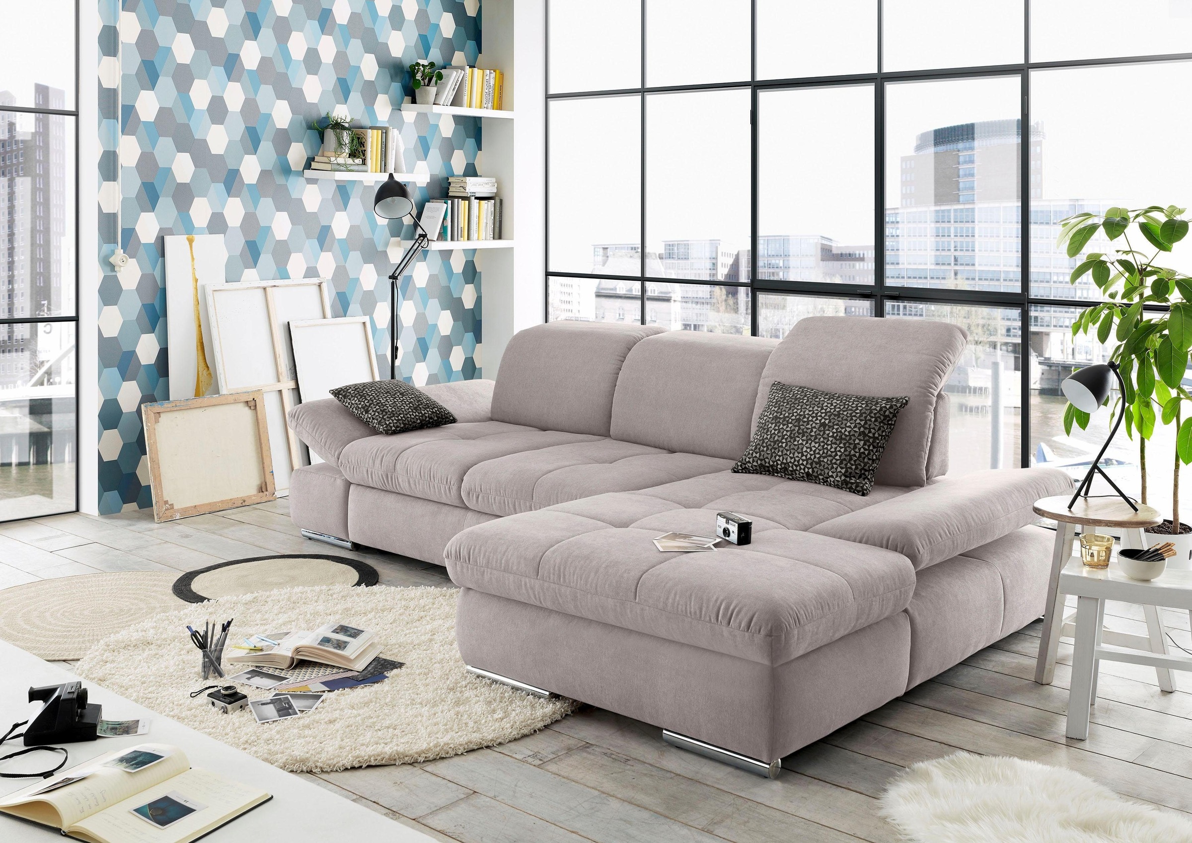 set one by Musterring Ecksofa »SO4100 V«, mit verstellbaren Kopfteilen, wah günstig online kaufen